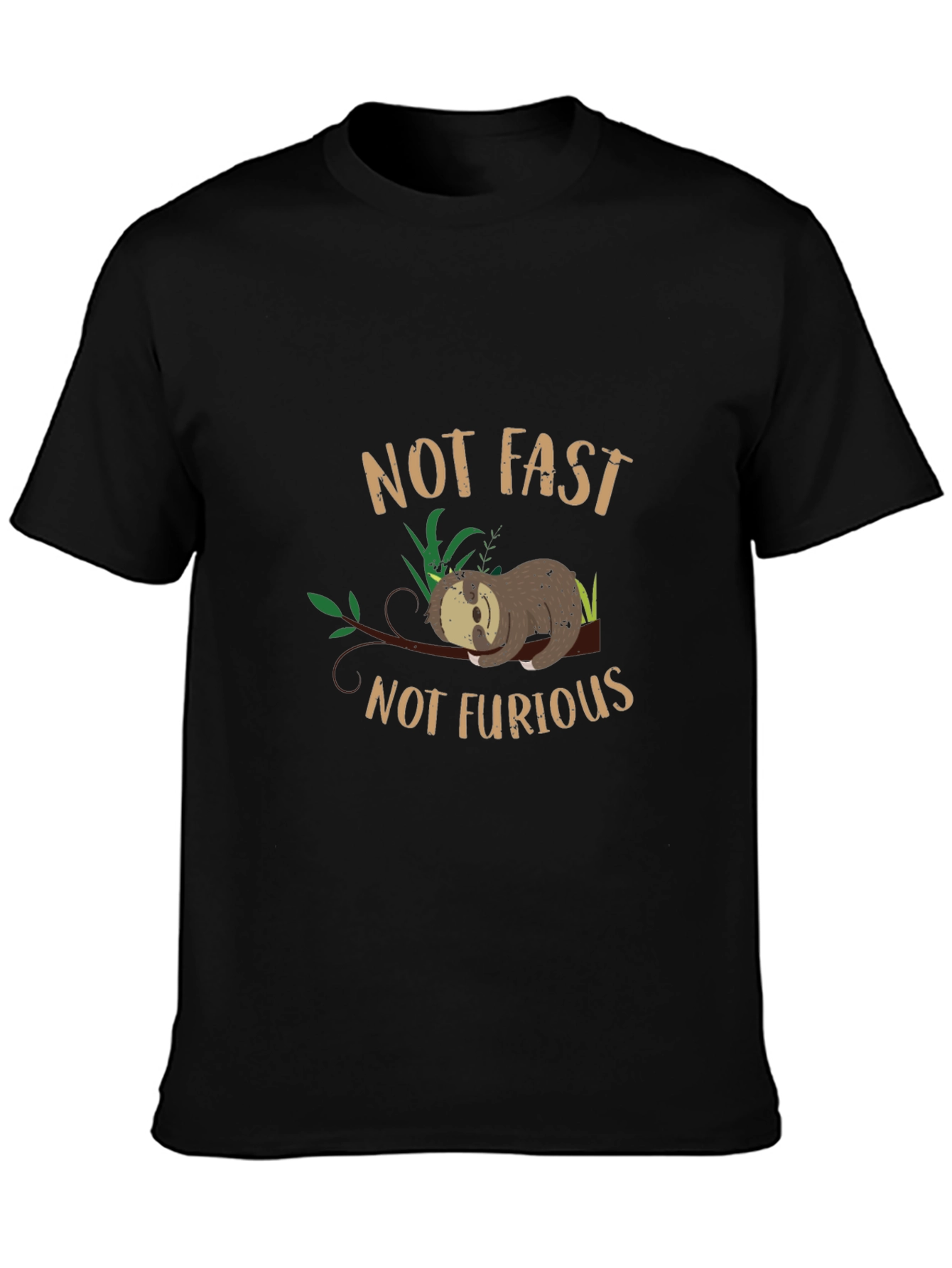 Black Not Fast Not Furious Sloth Graphic Tee - Black view 3