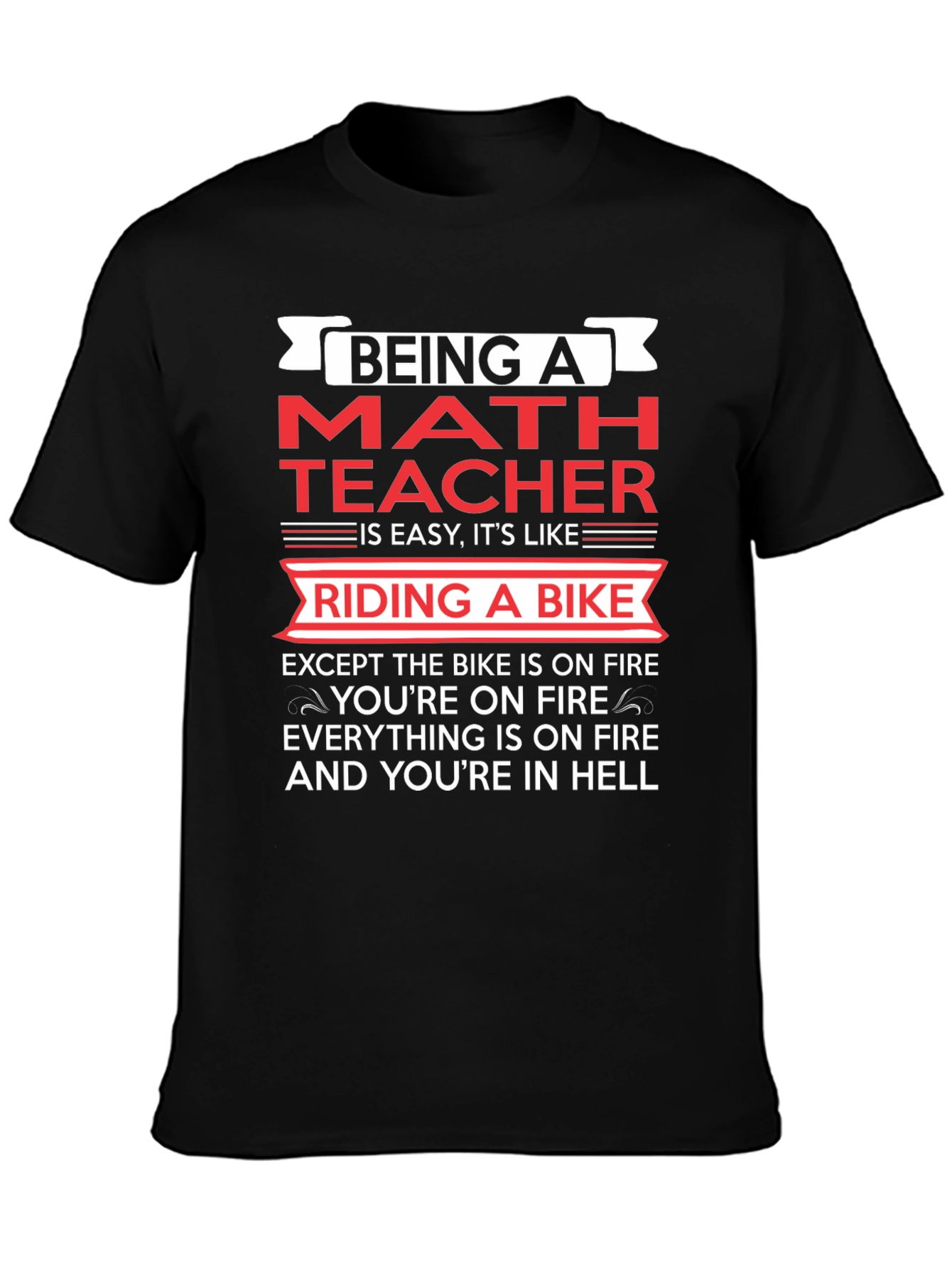 Black Funny Math Teacher Riding a Bike T-Shirt view 3