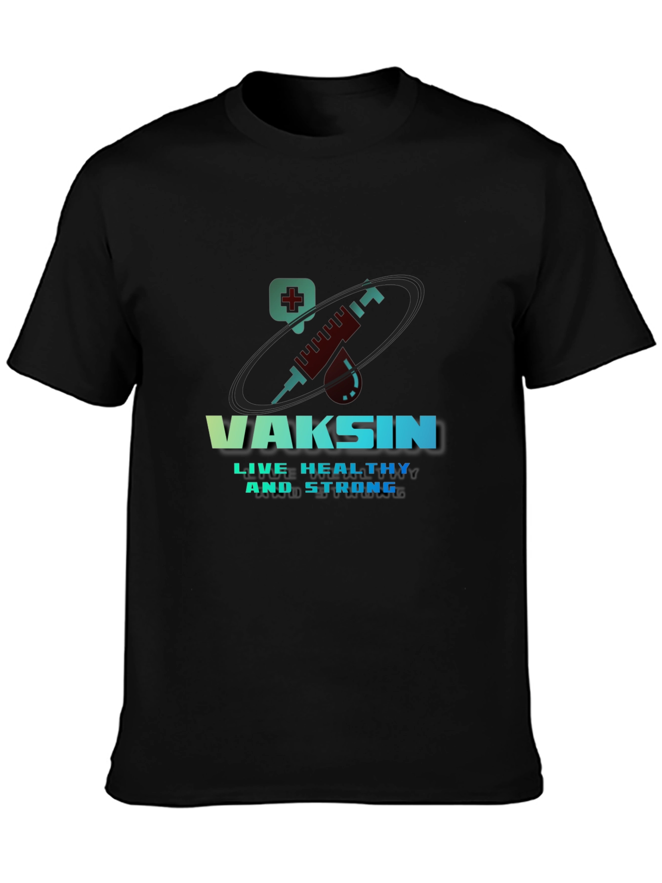 Black Vaccine T-Shirt - Live Healthy & Strong Design view 3