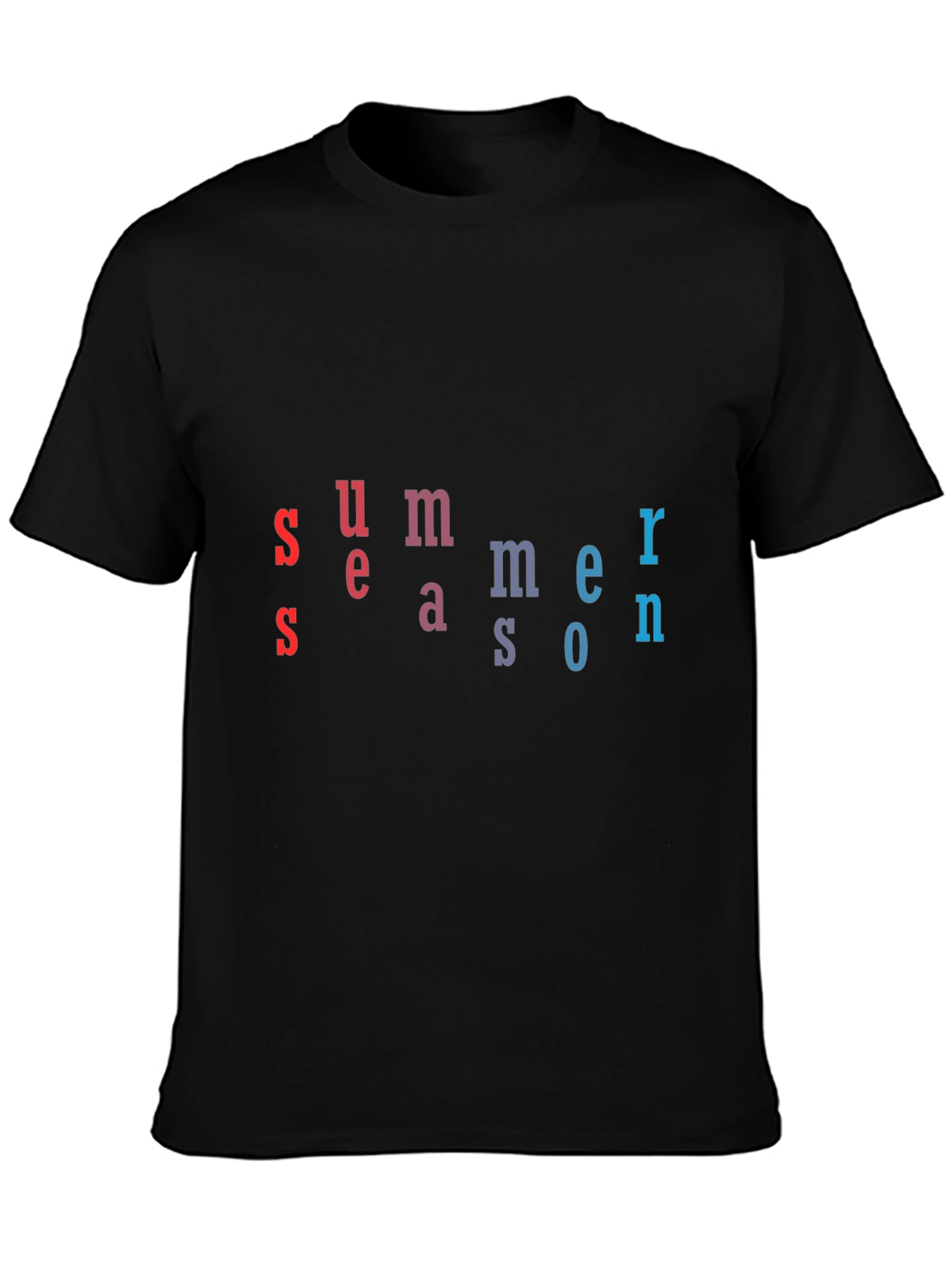 Black Summer Season T-Shirt - Unique Letter Design view 3