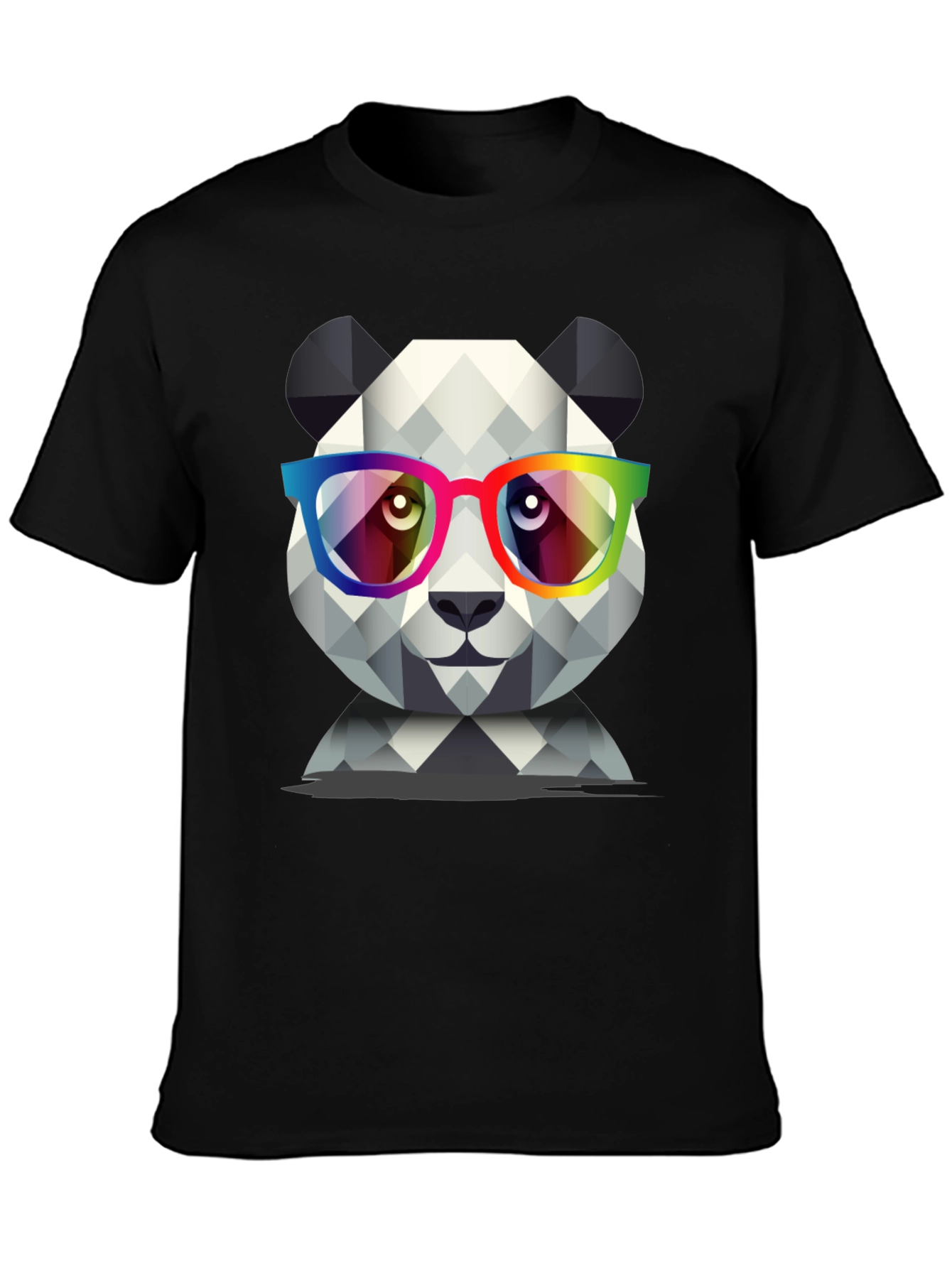Black Geometric Panda T-Shirt view 3