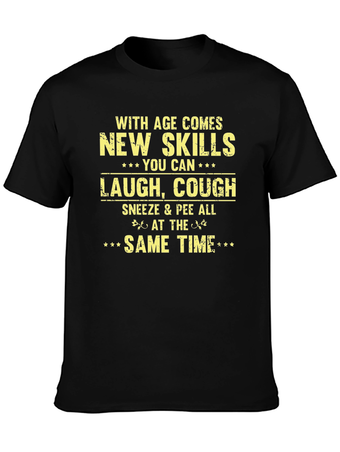 Black Humorous Age Skills Graphic Tee view 3