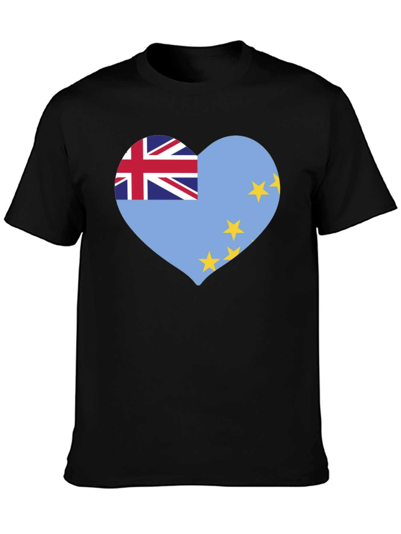 Black Tuvalu Flag Heart T-Shirt - Show Your Pride! view 3