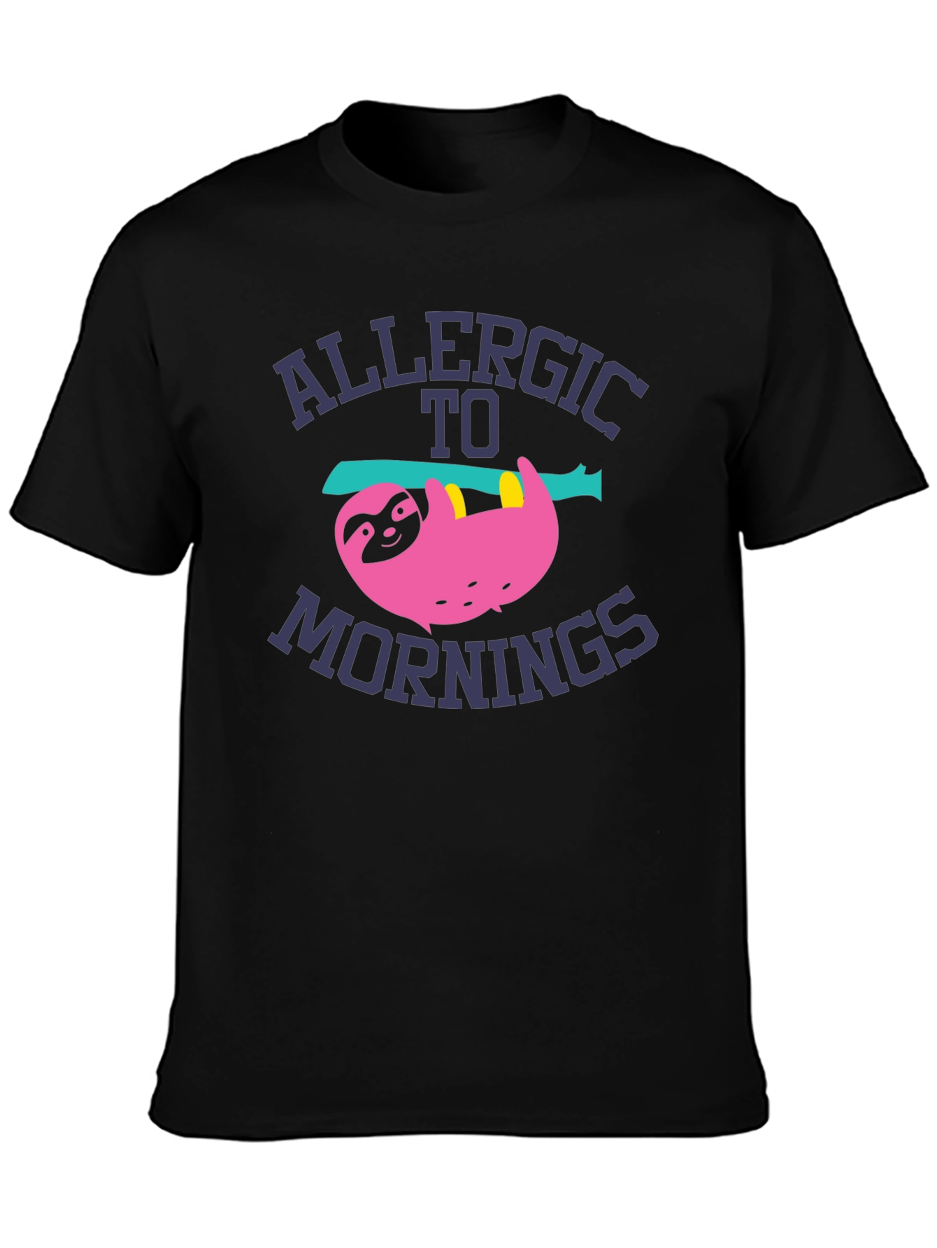 Black Allergic to Mornings Sloth Graphic Tee view 3