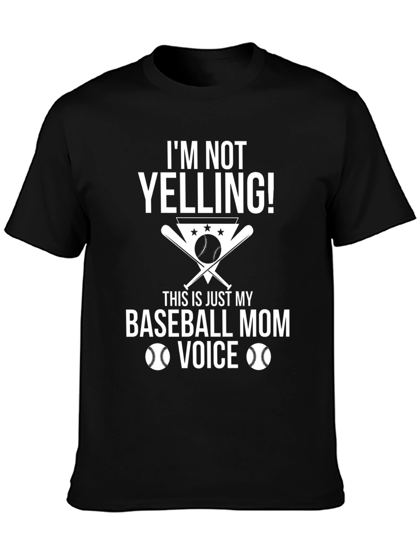 Black Baseball Mom Voice T-Shirt - Funny Graphic Tee view 3