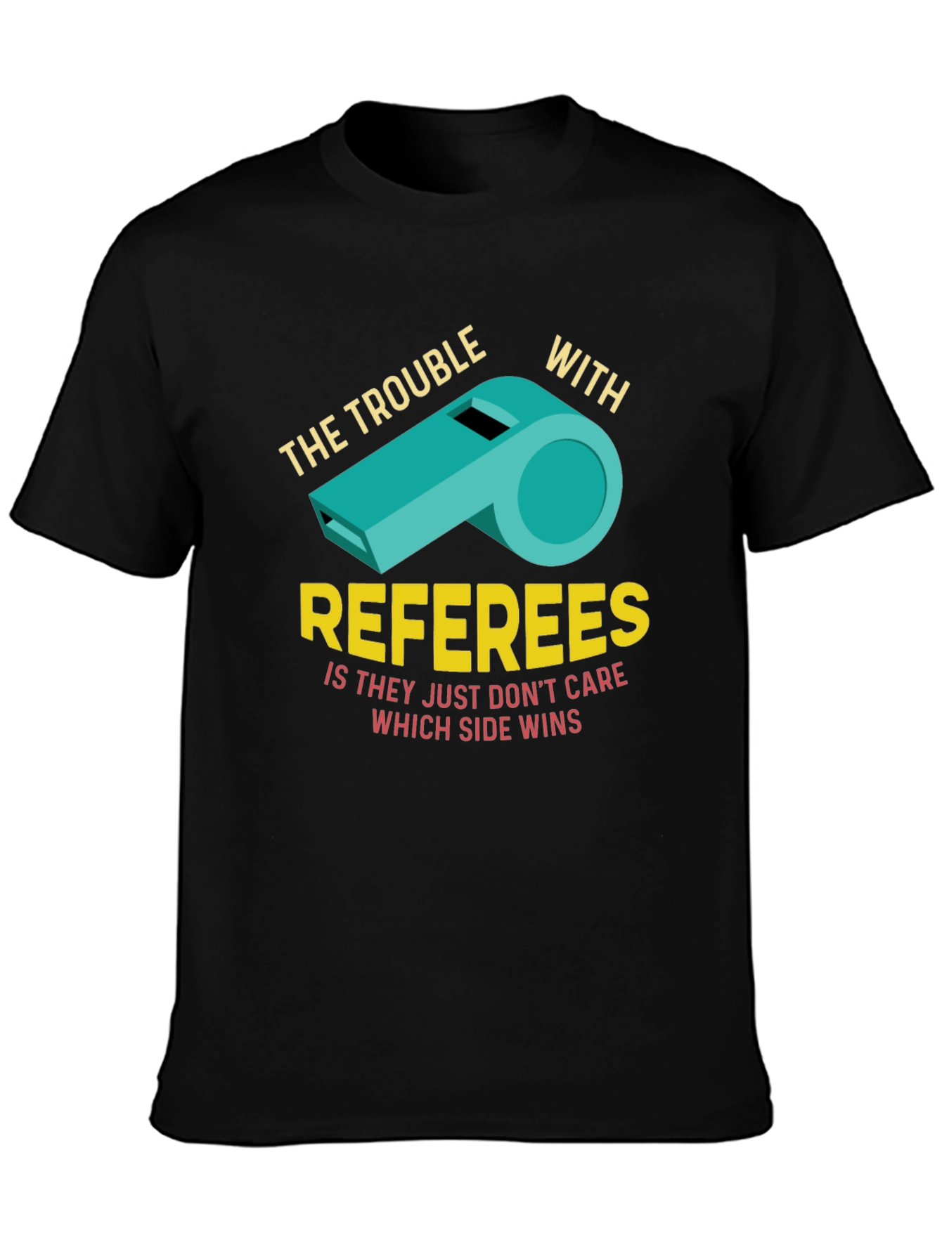 Black The Trouble With Referees Funny T-Shirt view 3