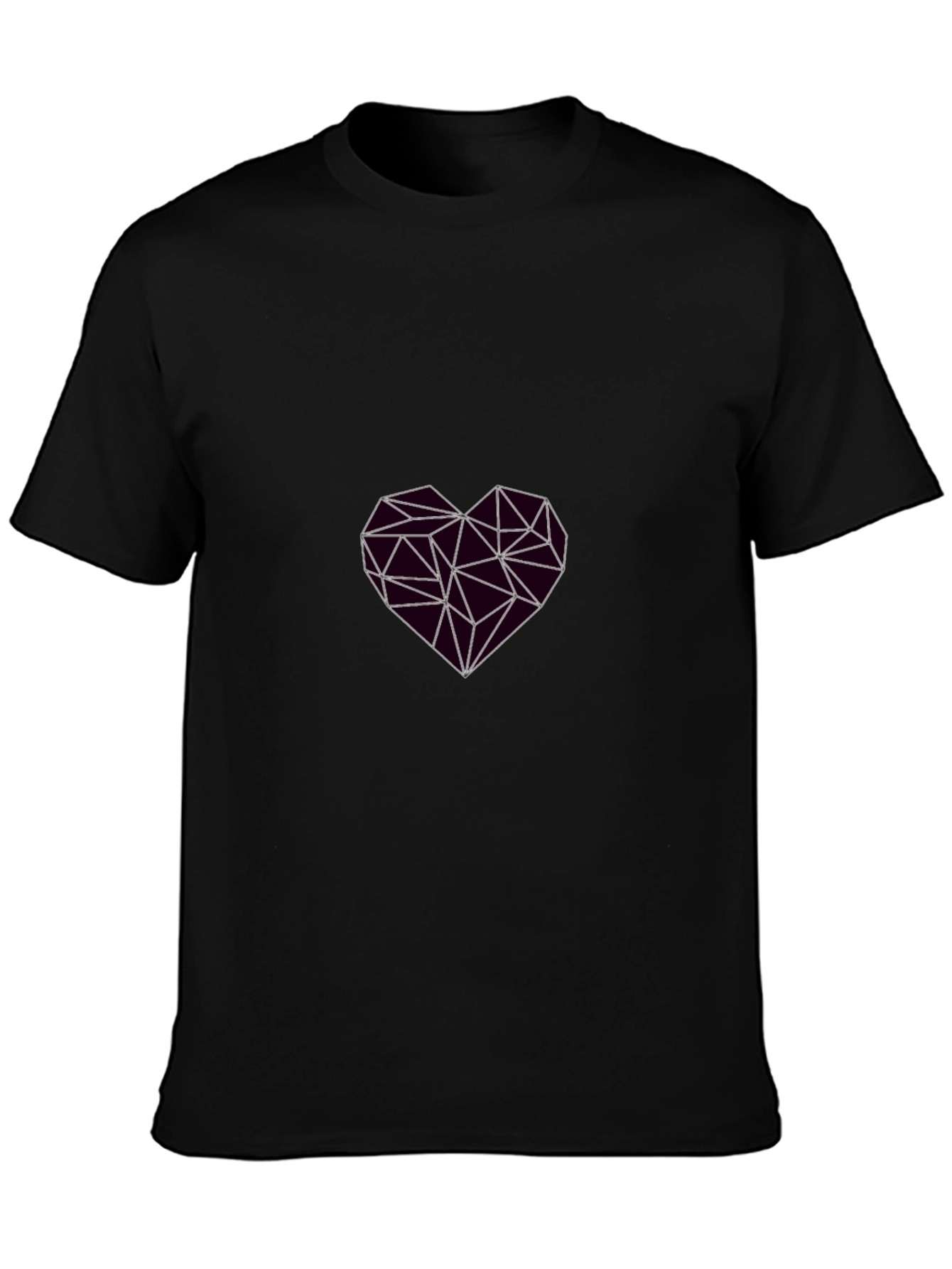 Black Geometric Heart Graphic Black T-Shirt view 3