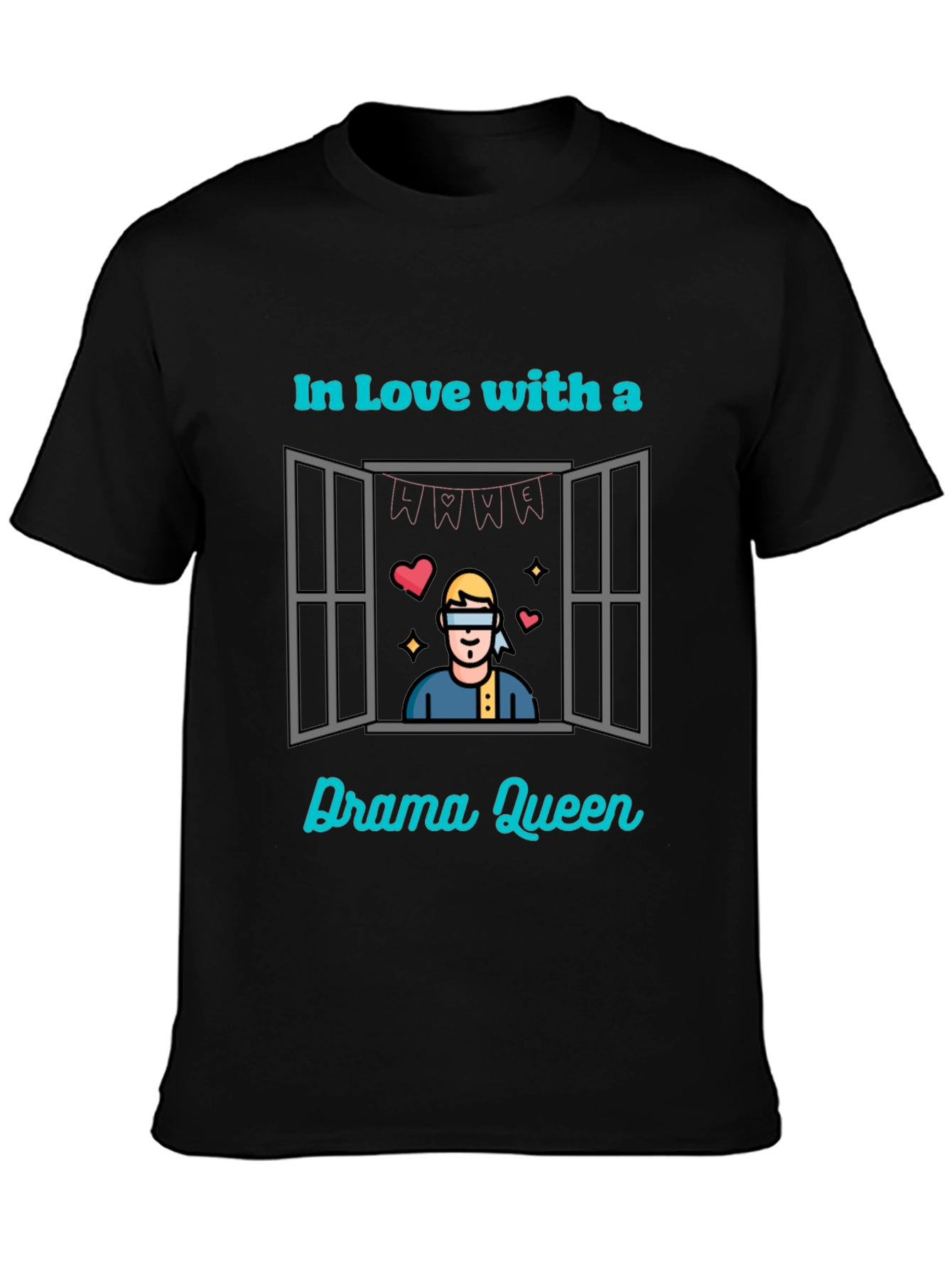 Black In Love With a Drama Queen T-Shirt view 3