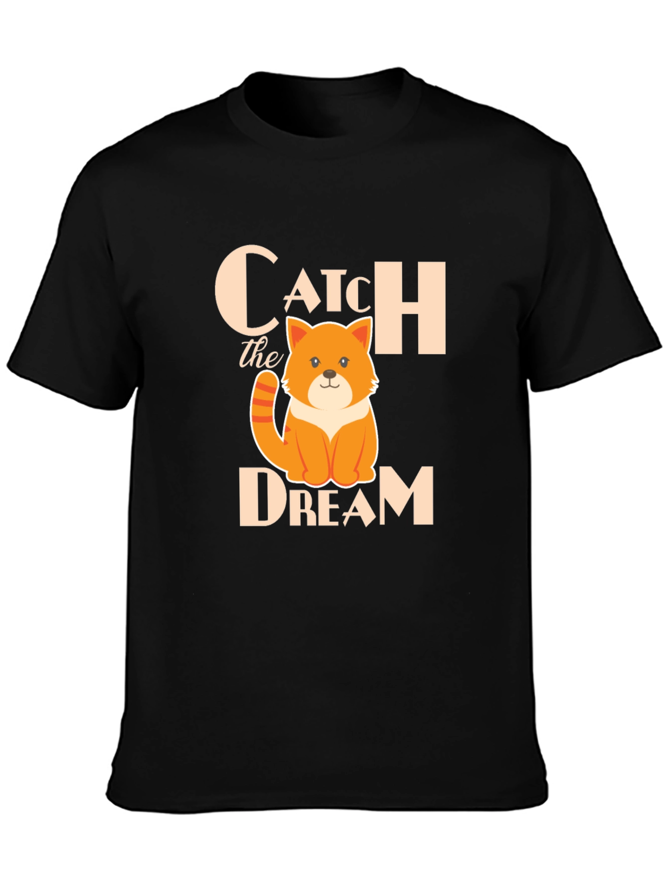 Black Catch the Dream Graphic T-Shirt - Novelty Kitten Tee view 3