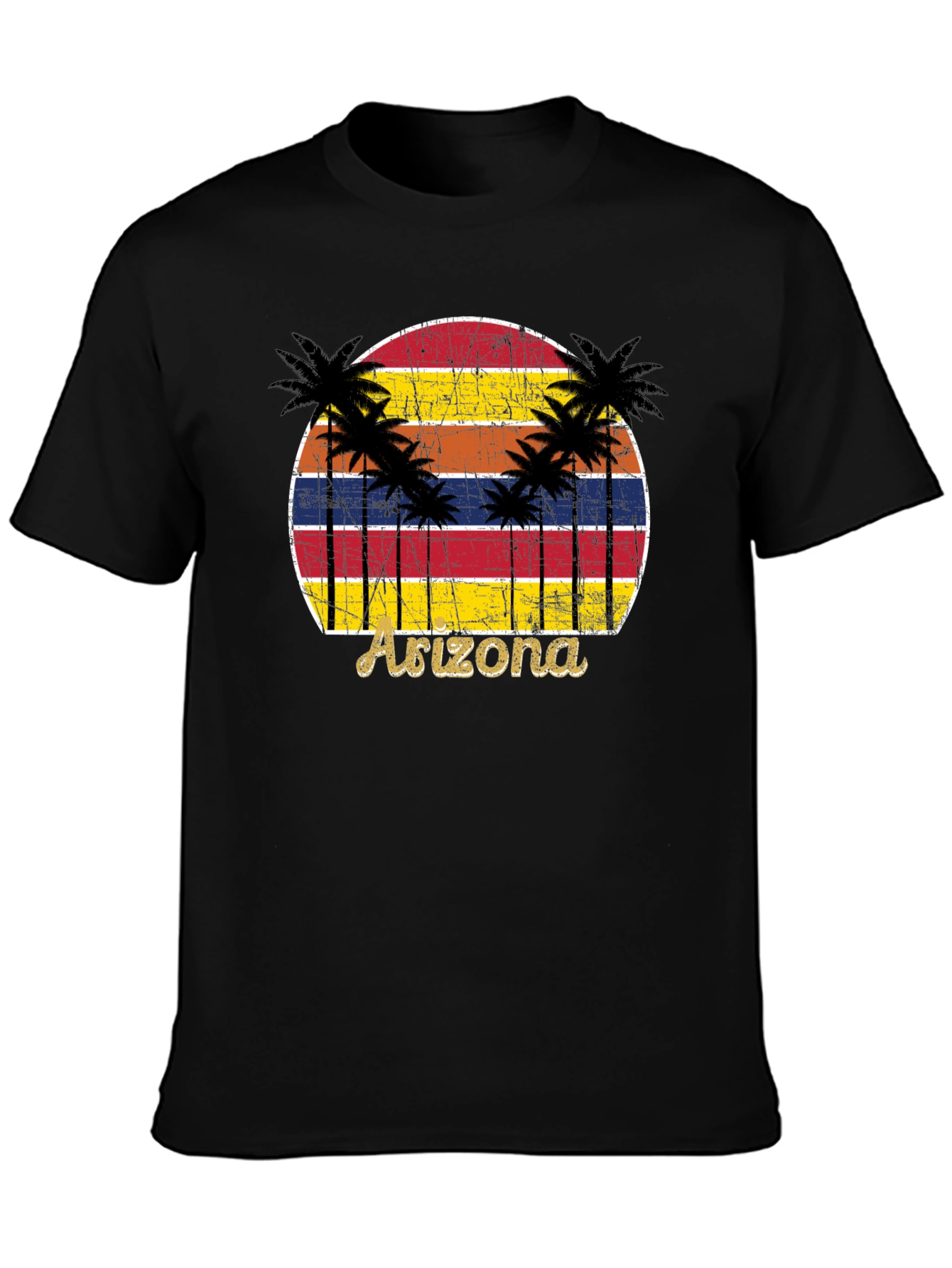 Black Arizona Sunset Palm Tree Graphic Tee view 3