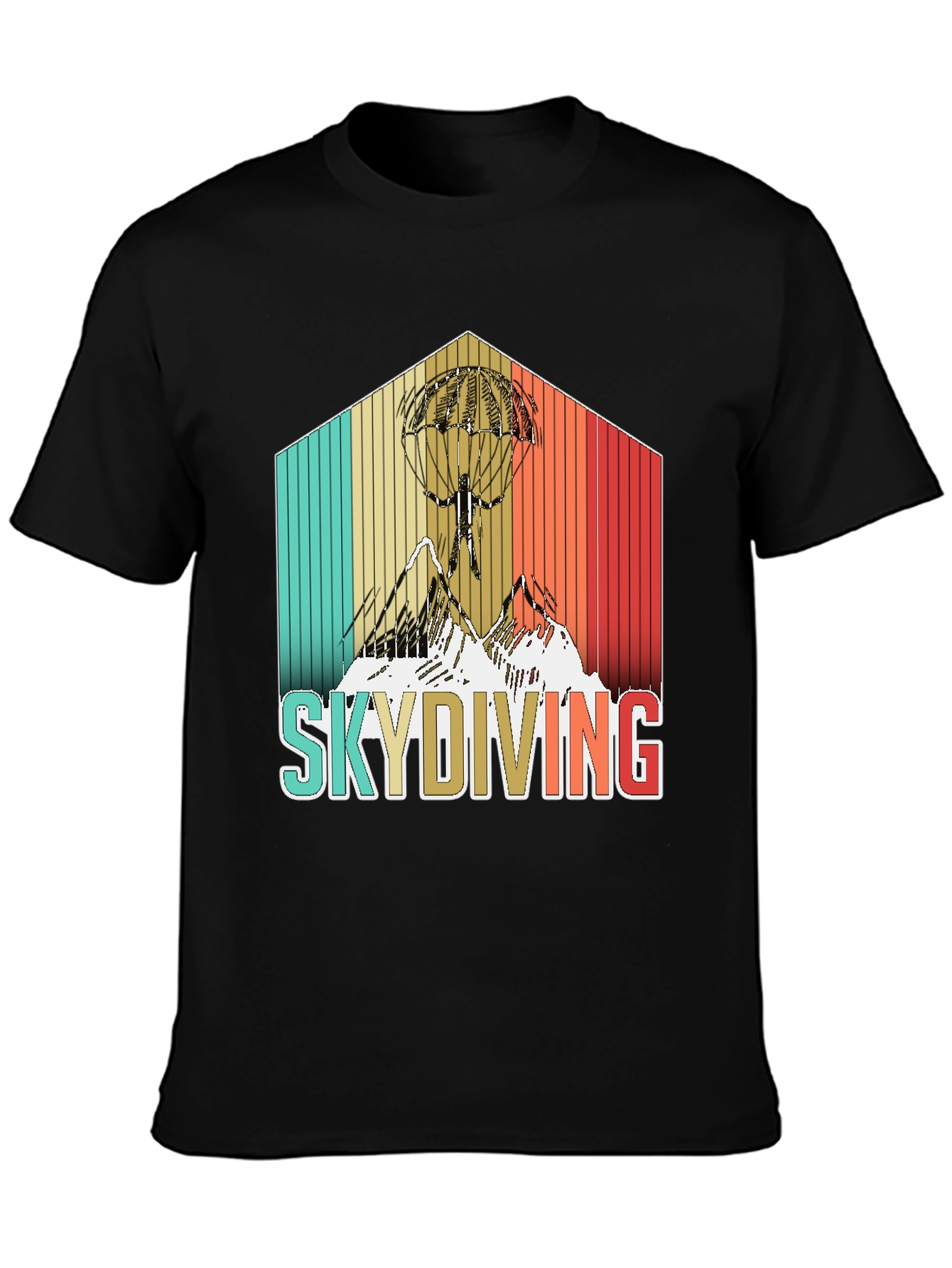 Black Retro Skydiving T-Shirt - Vintage Style Adventure Tee view 3