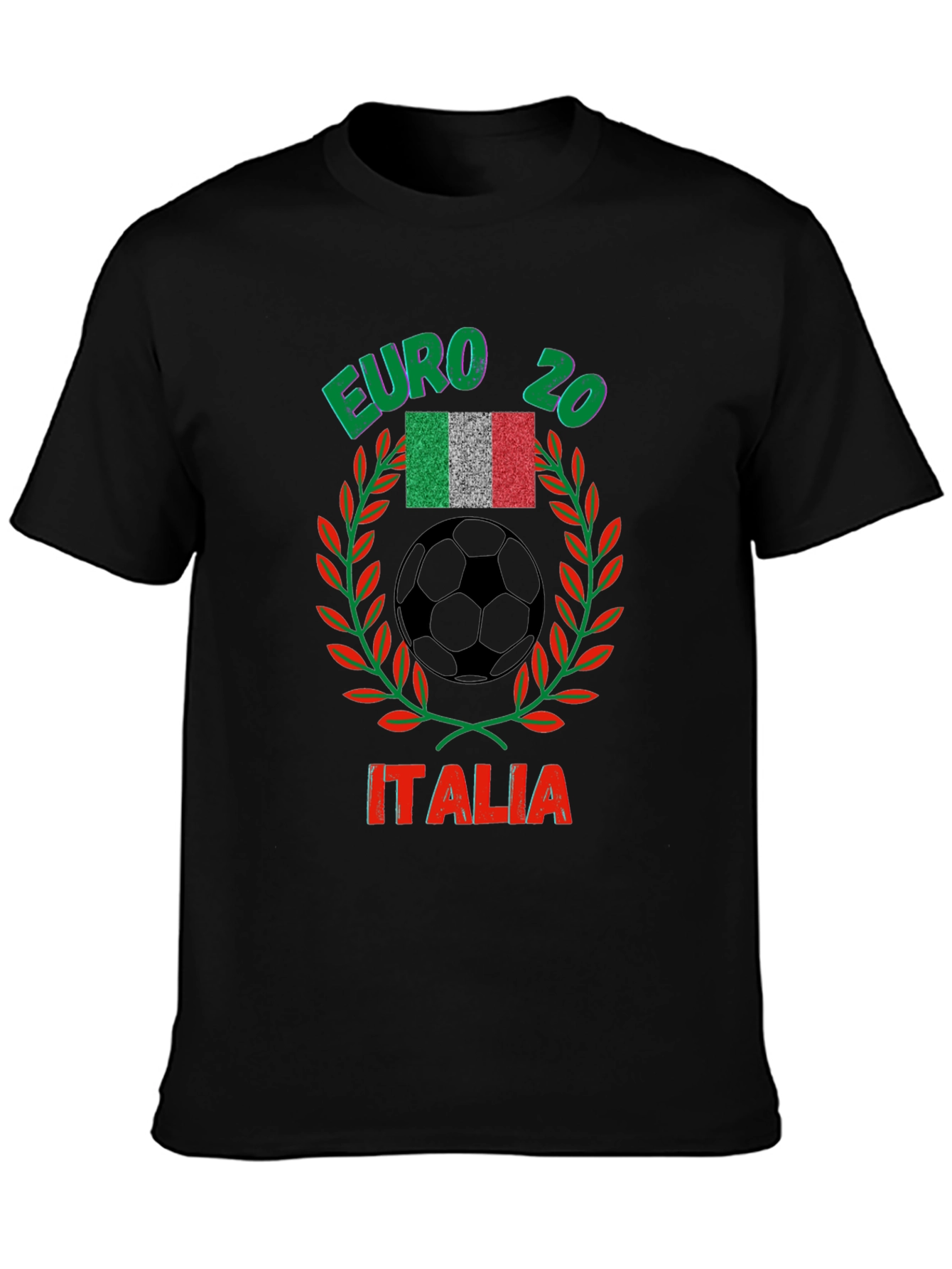 Black Euro 20 Italia Soccer T-Shirt view 3