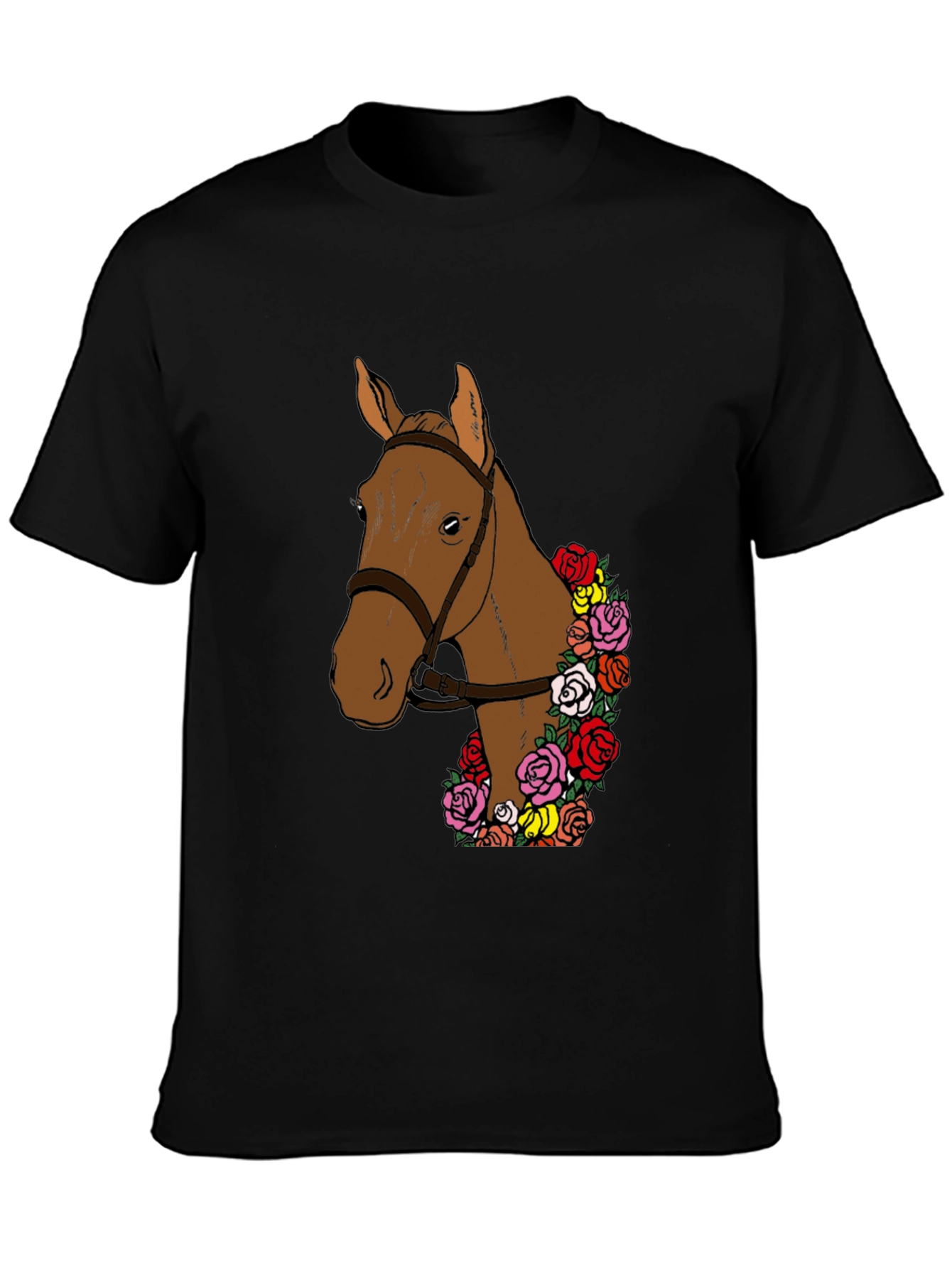 Black Horse & Roses Graphic Tee - Stylish Men's T-Shirt view 3