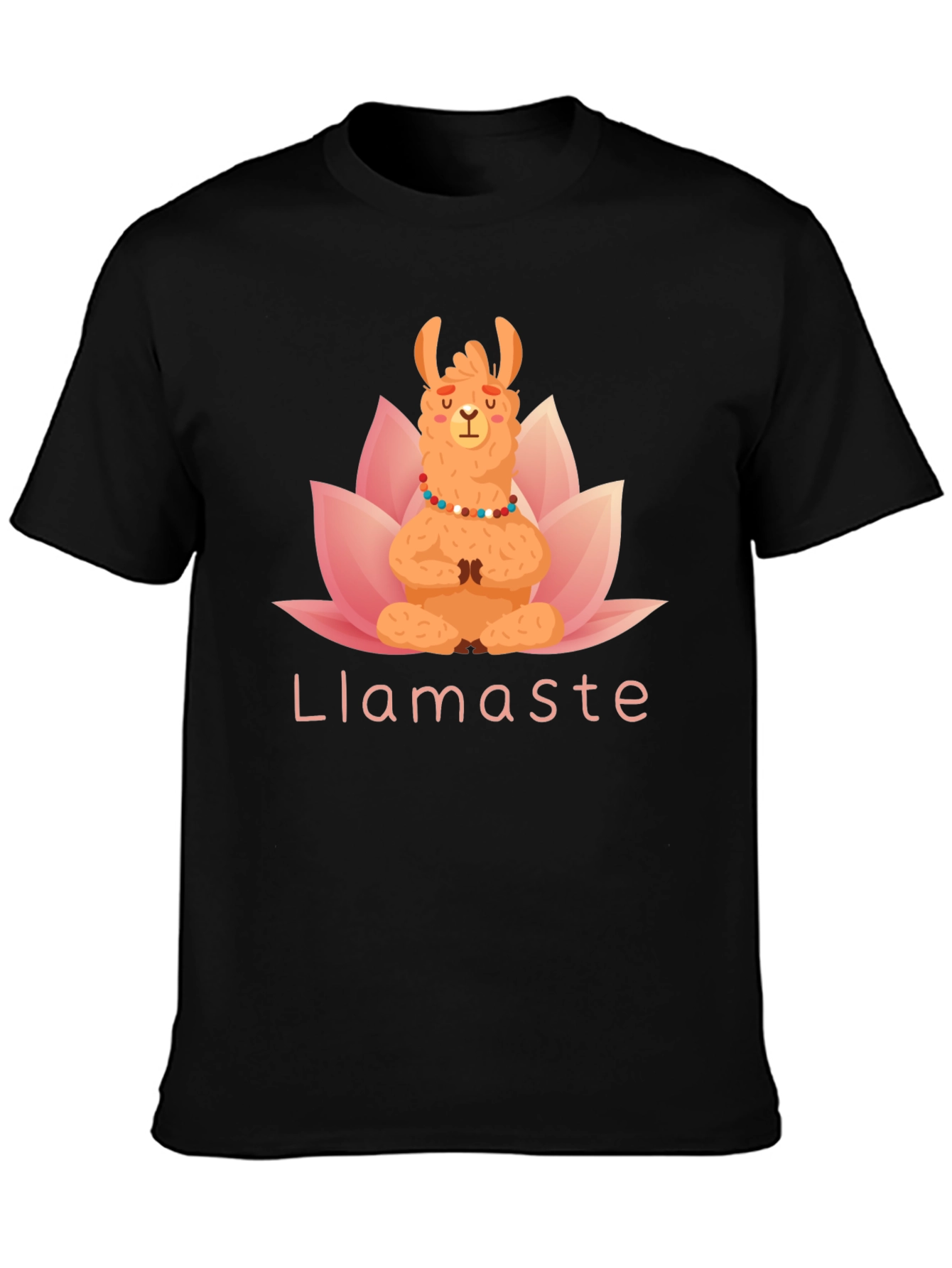 Black Llamaste Yoga T-Shirt - Meditating Llama Lotus Tee view 3