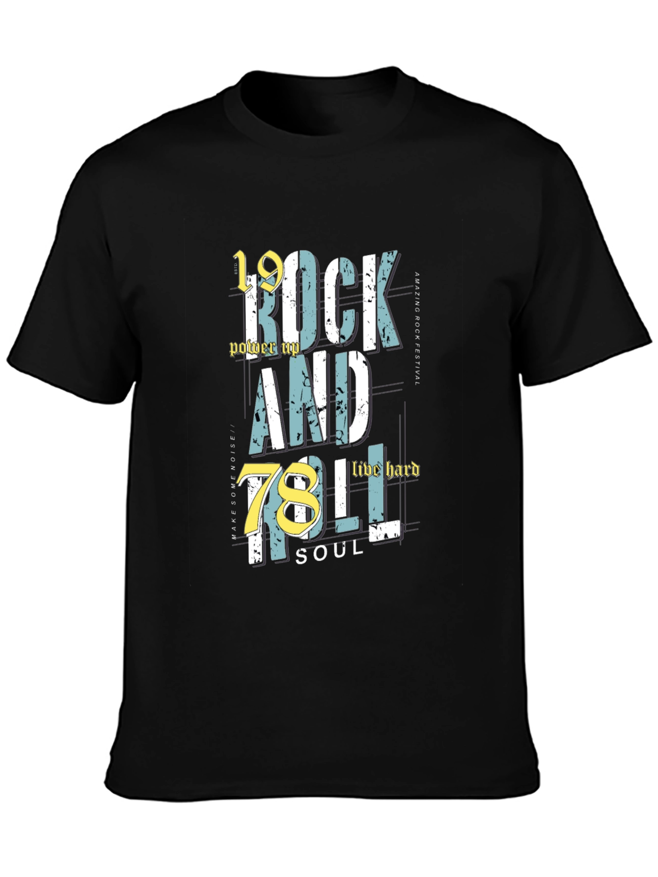 Black Rock and Roll Graphic Print Crew Neck Tee view 3