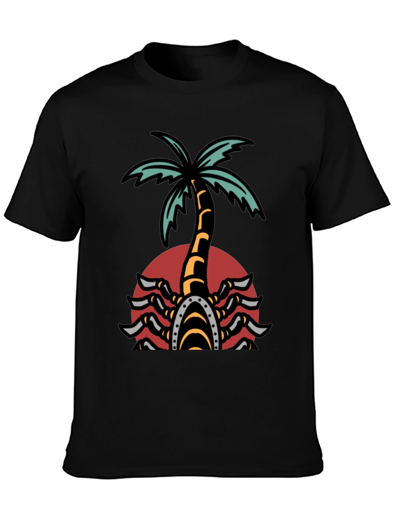 Black Palm Tree Scorpion Graphic T-Shirt view 3