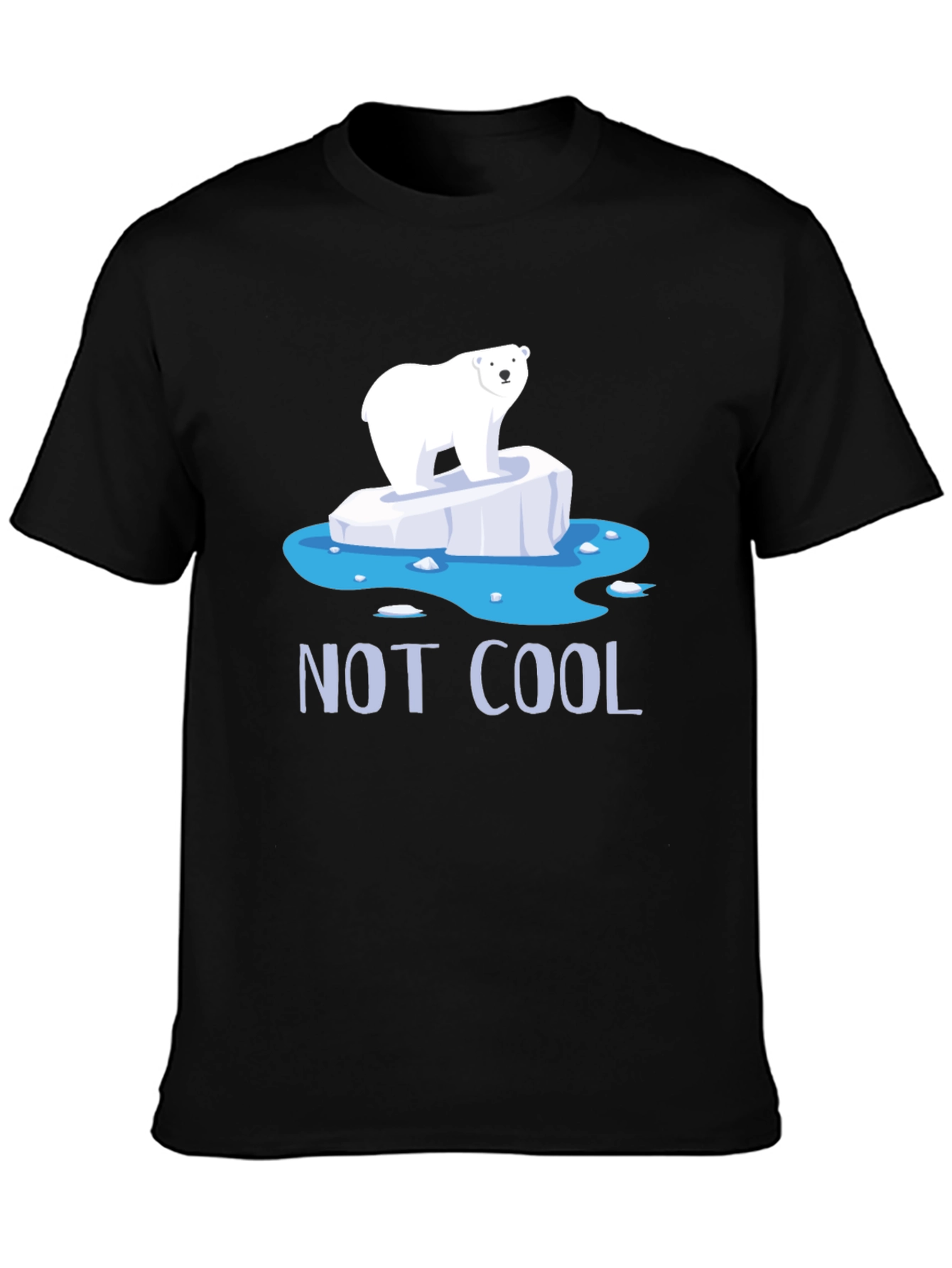 Black Not Cool Polar Bear Graphic T-Shirt - Global Warming Awareness view 3