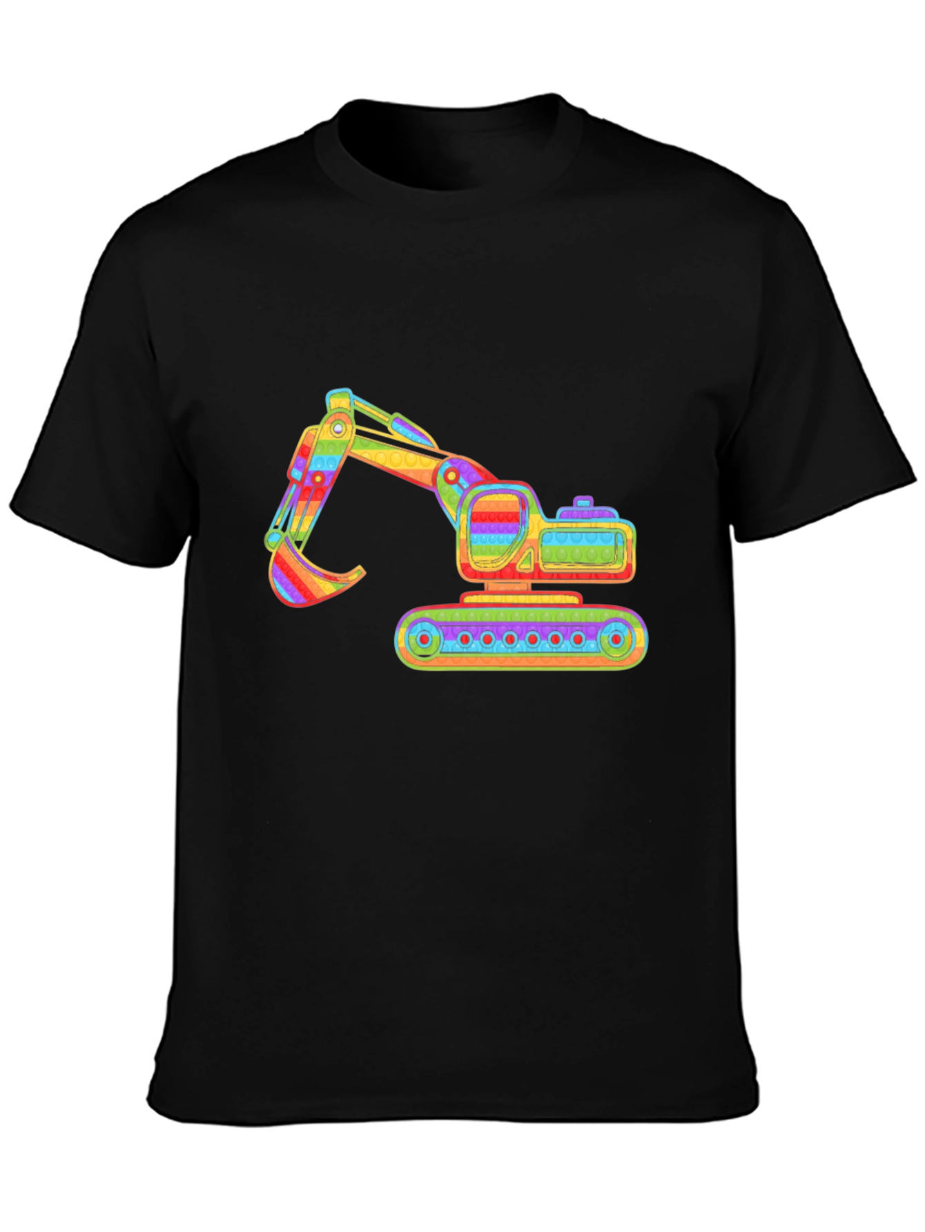 Black Rainbow Excavator Graphic Tee - Construction Shirt view 3