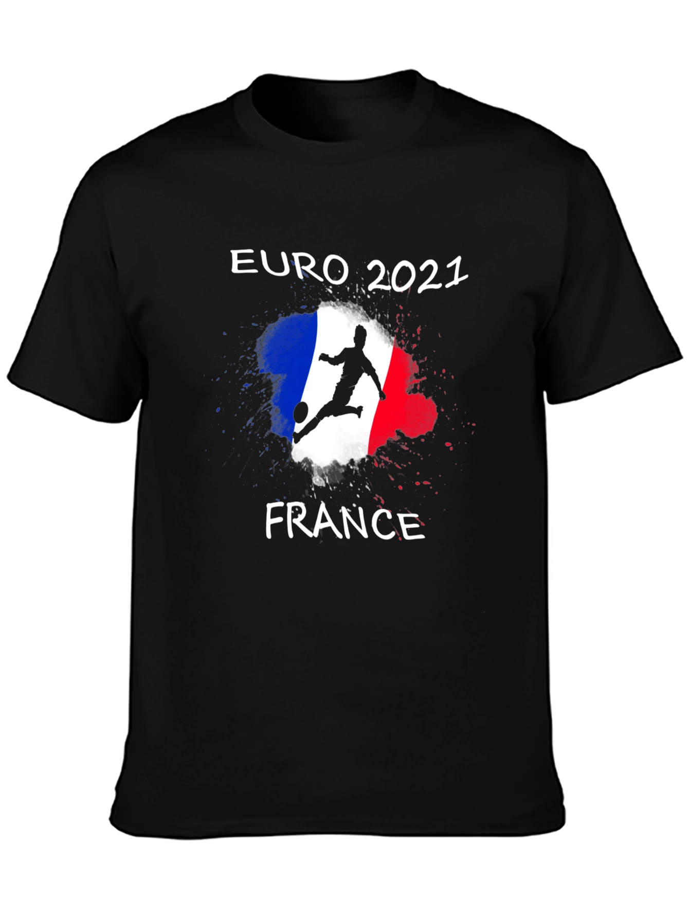 Black Euro 2021 France Soccer T-Shirt view 3