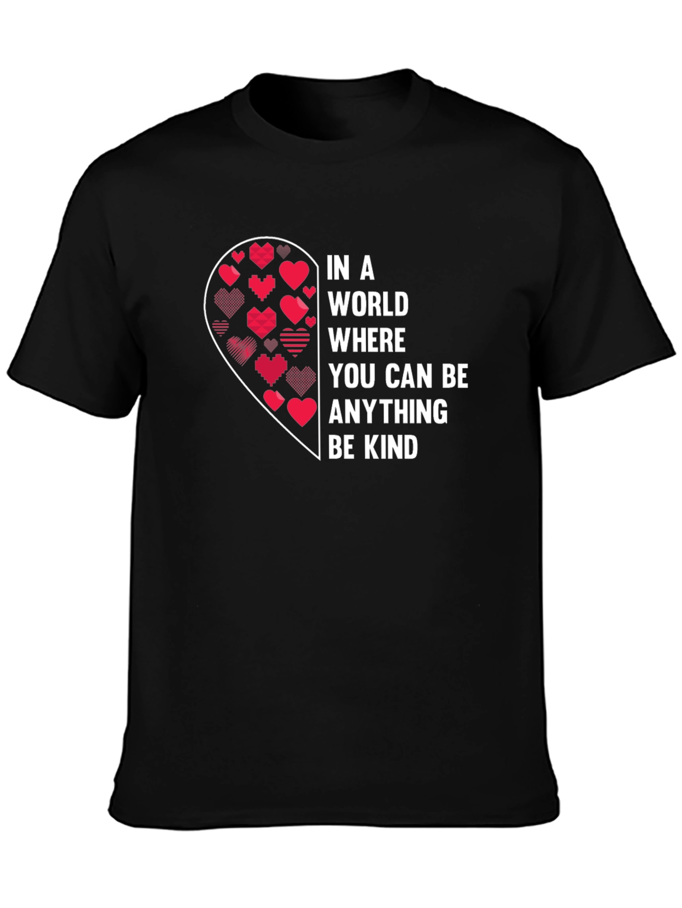 Black Be Kind Heart Graphic T-Shirt view 3