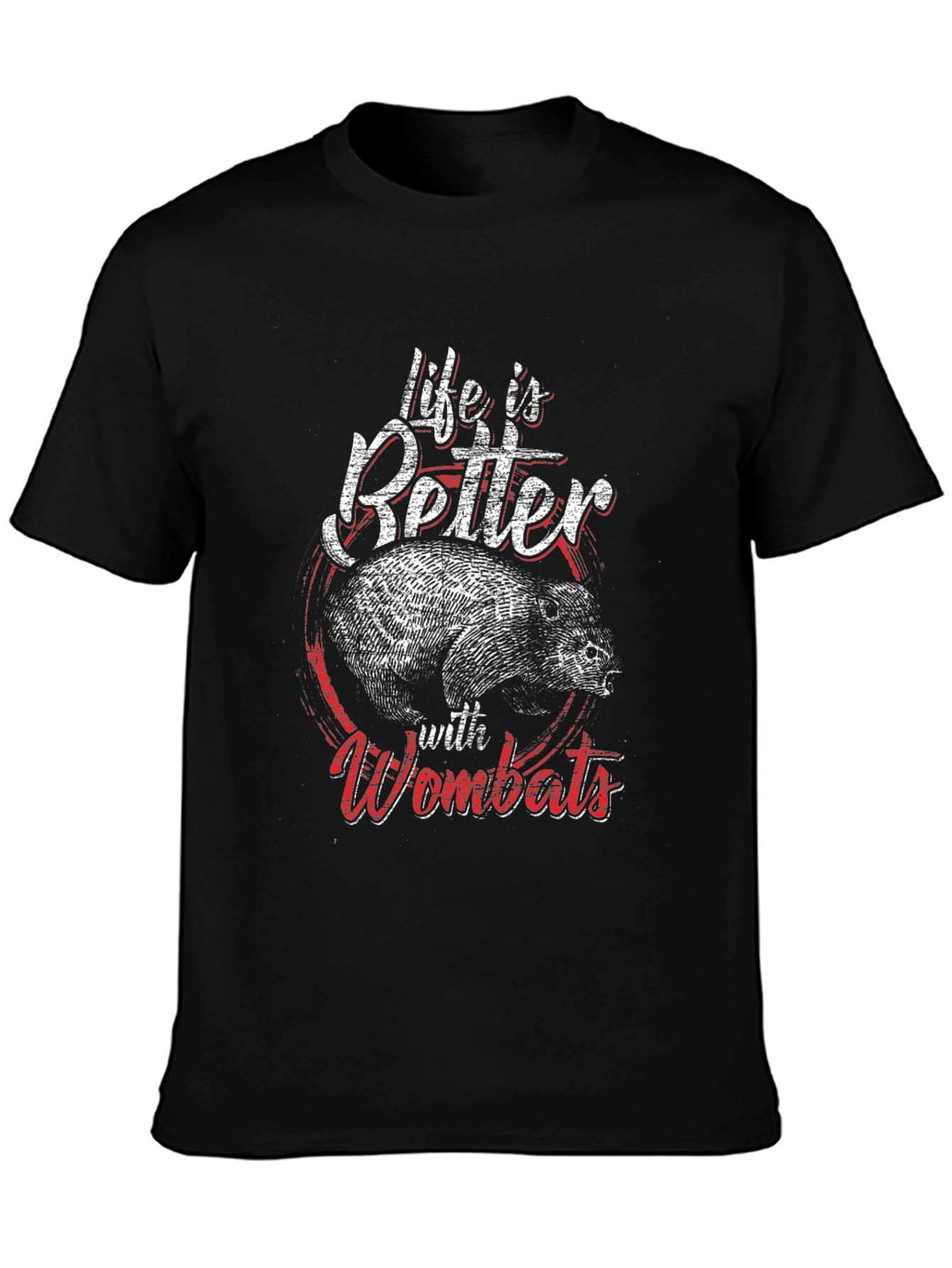 Black Life is Better with Wombats Black T-Shirt view 3