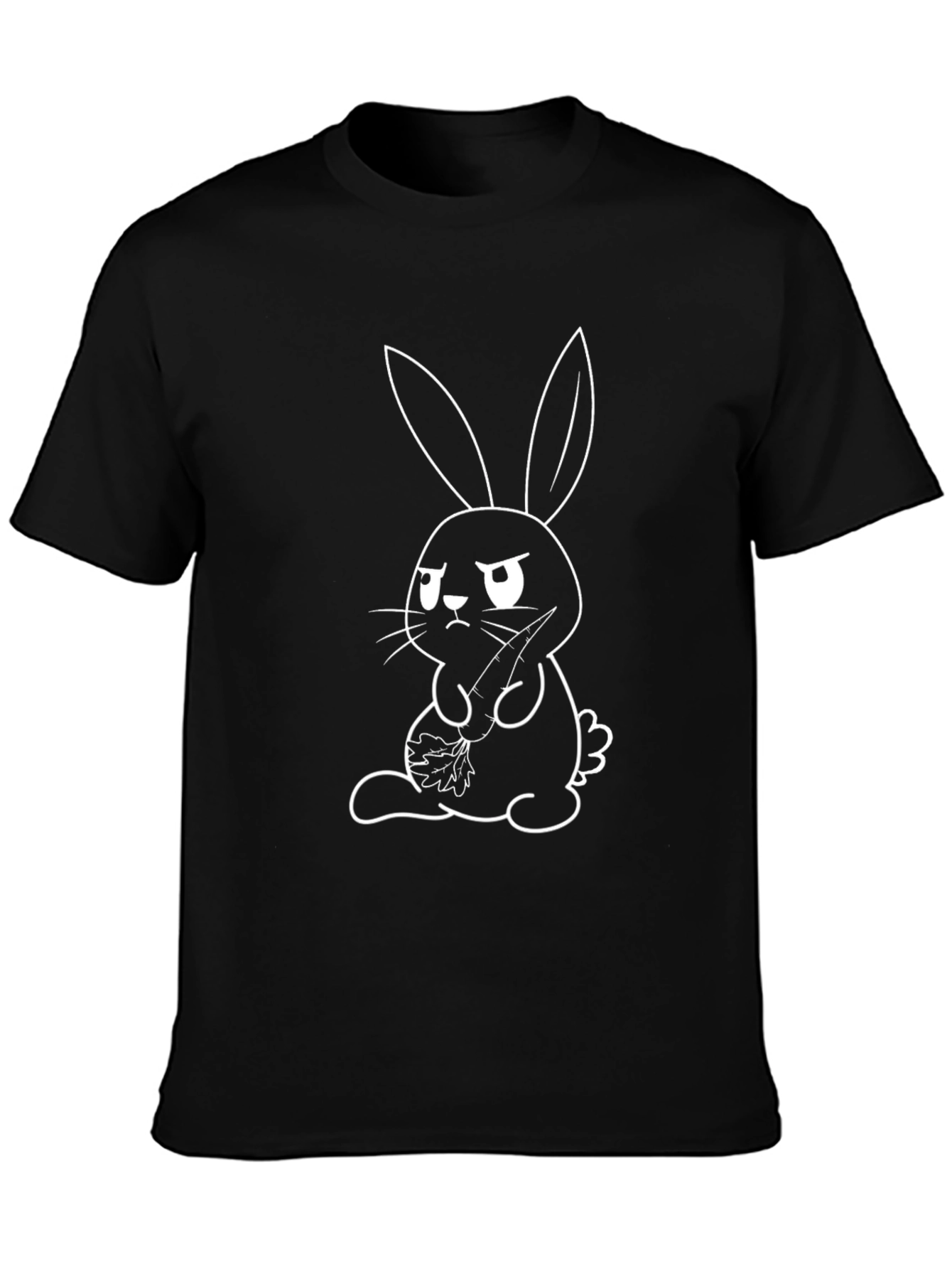 Black Grumpy Bunny Graphic T-Shirt - Cute, Funny, Black Tee view 3