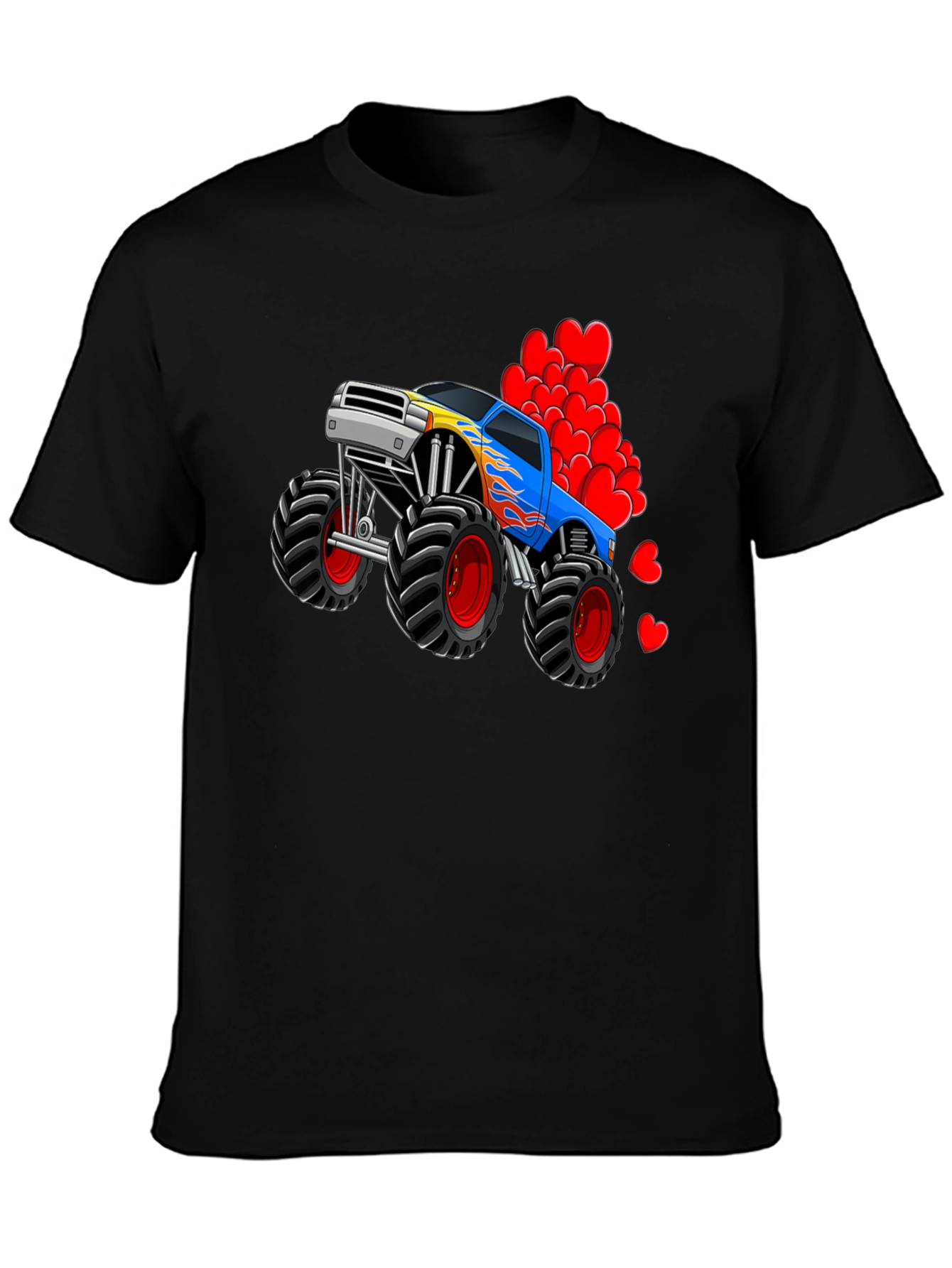 Black Monster Truck Valentine's Day T-Shirt view 3