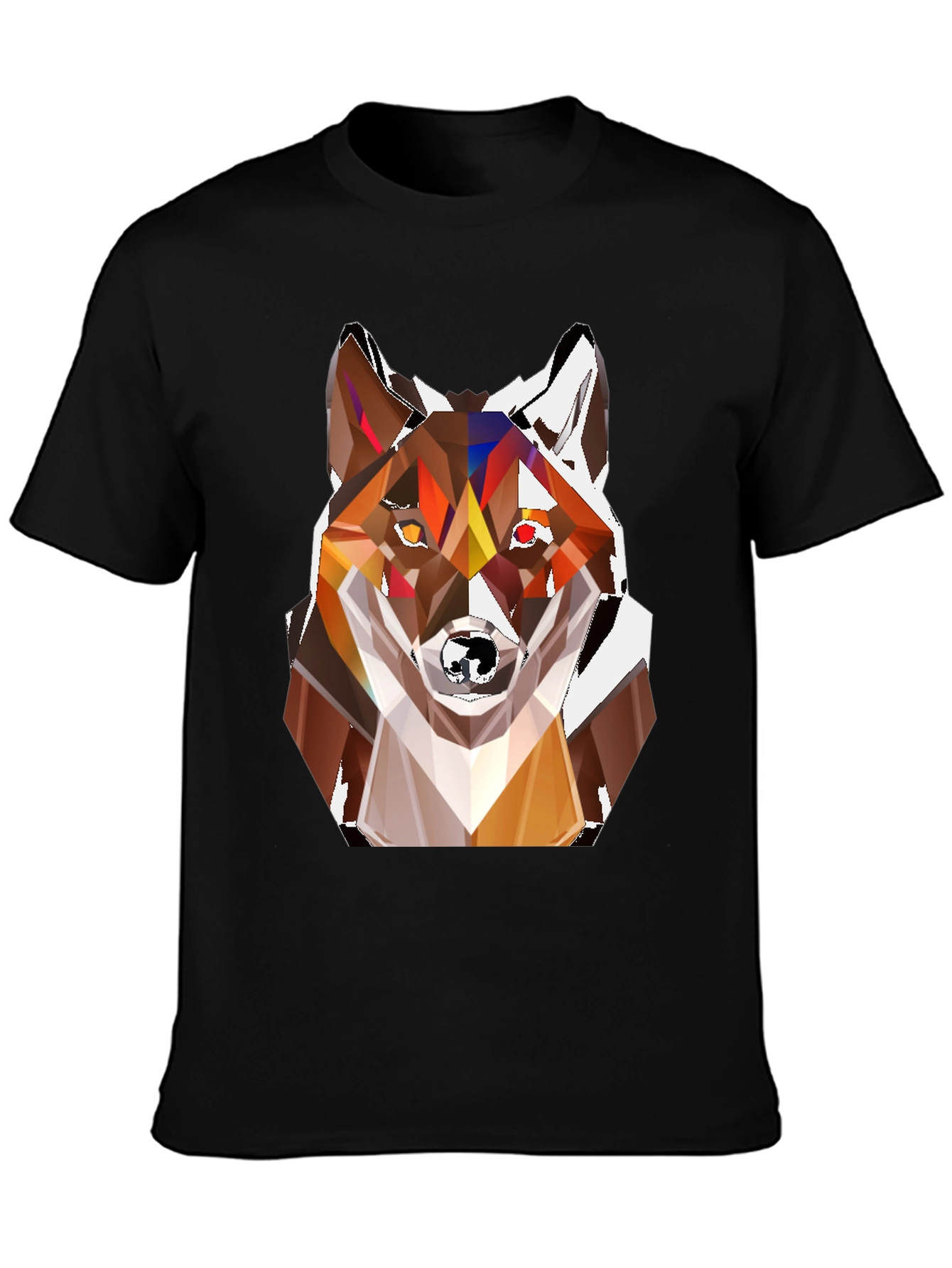 Black Geometric Fox Head T-Shirt - Stylish Graphic Tee view 3