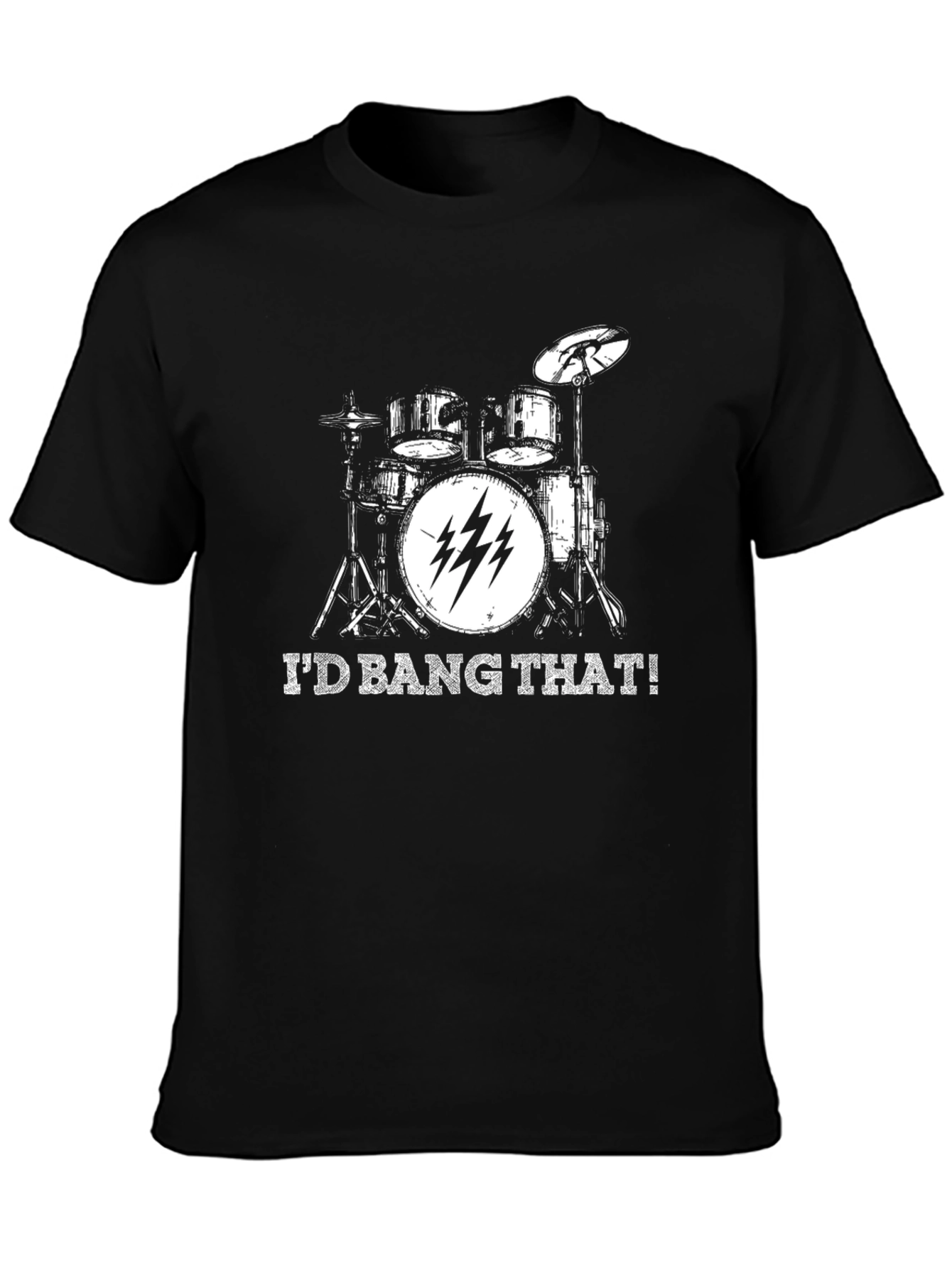 Black I'd Bang That! Drum Kit Graphic T-Shirt view 3