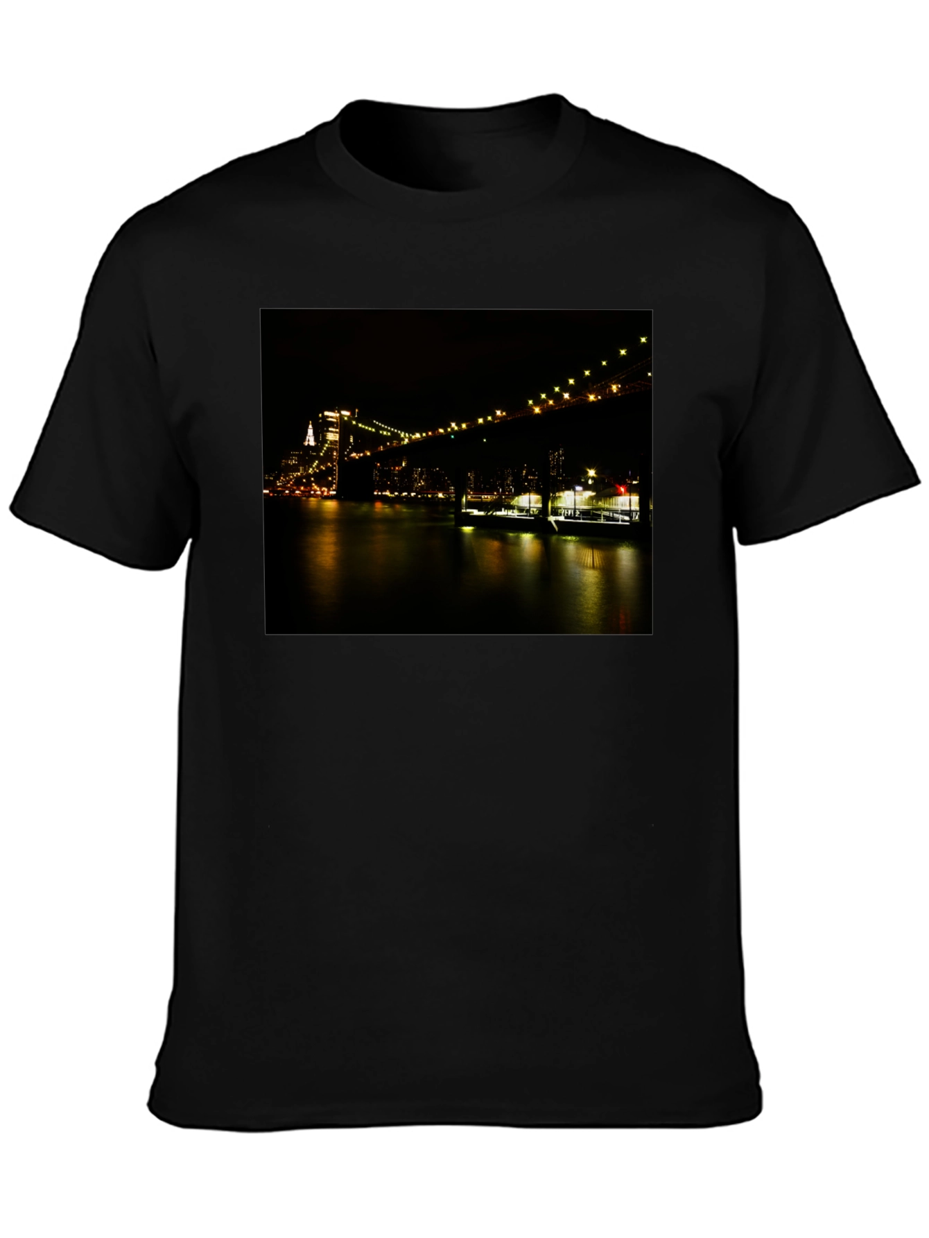 Black Night Lights Bridge T-Shirt view 3