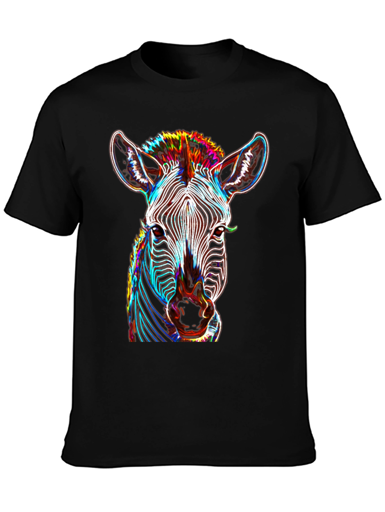 Black Zebra Graphic Tee - Bold Neon Animal Print view 3
