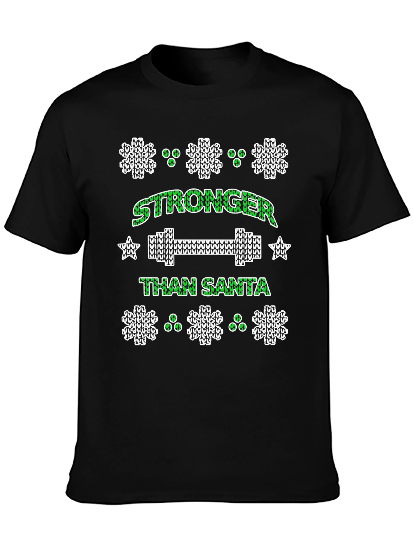 Black Stronger Than Santa Holiday Workout T-Shirt view 3
