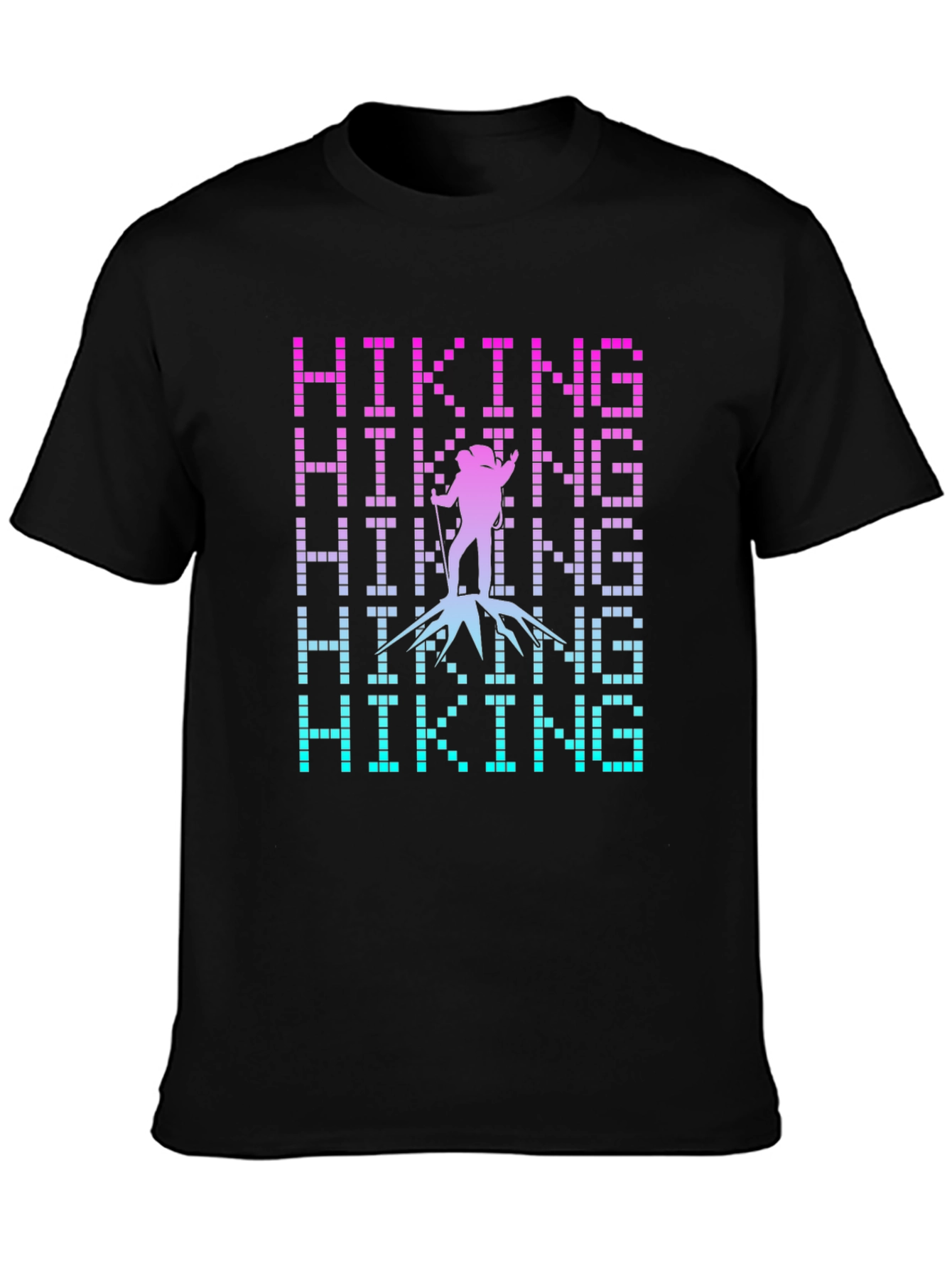 Black Hiking Pixel Art Graphic Tee - Black view 3