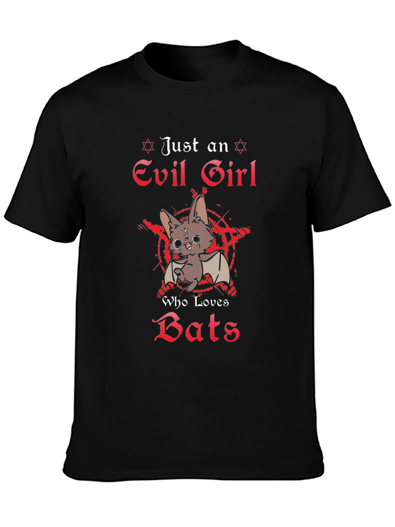 Black Evil Girl Who Loves Bats Graphic T-Shirt view 3