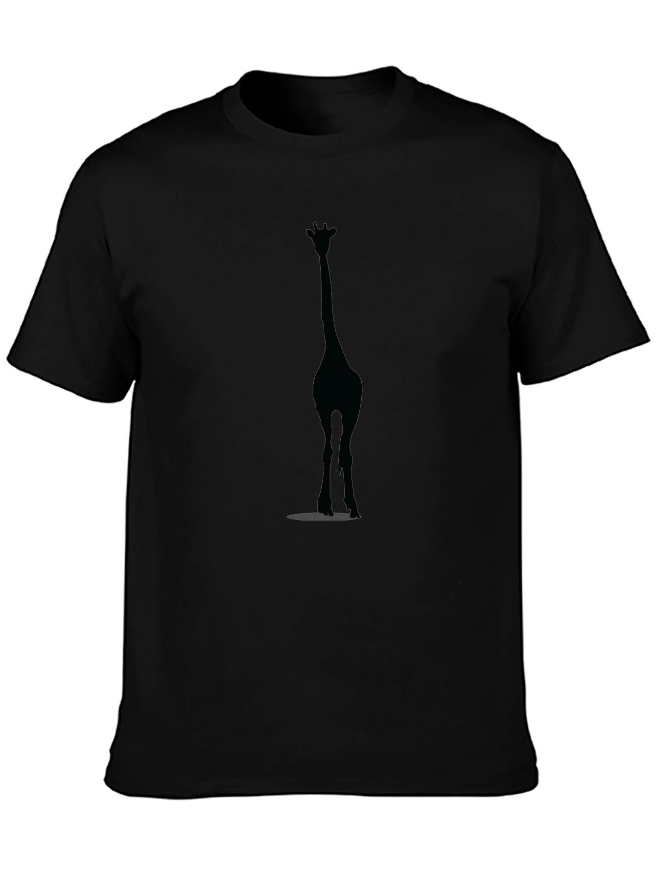Black Giraffe Silhouette Black T-Shirt view 3