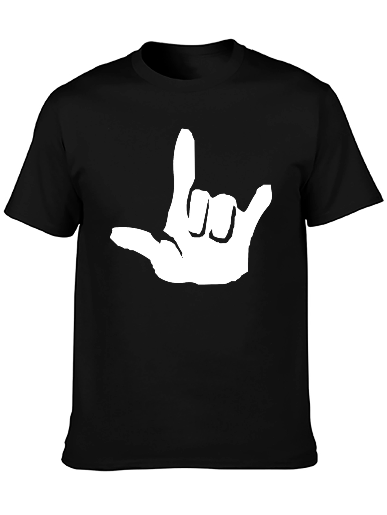 Black I Love You Hand Sign Graphic Tee - Black view 3
