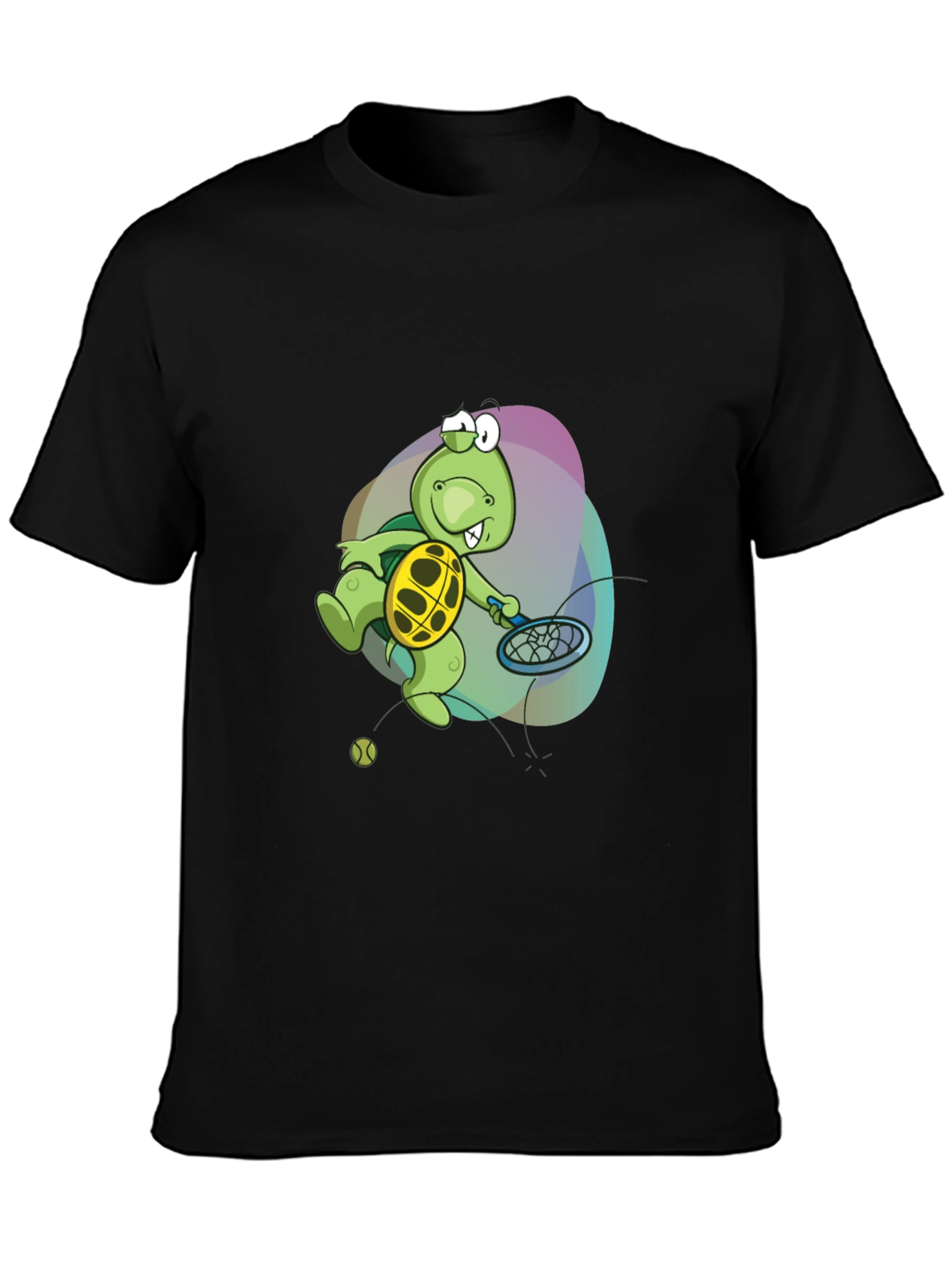 Black Turtle Tennis T-Shirt - Fun Cartoon Graphic Tee view 3