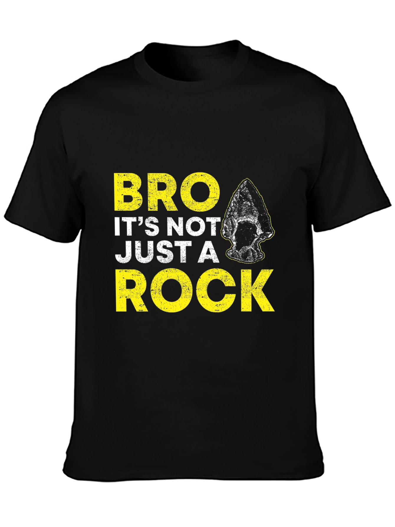 Black "Bro It's Not Just a Rock" Graphic T-Shirt view 3
