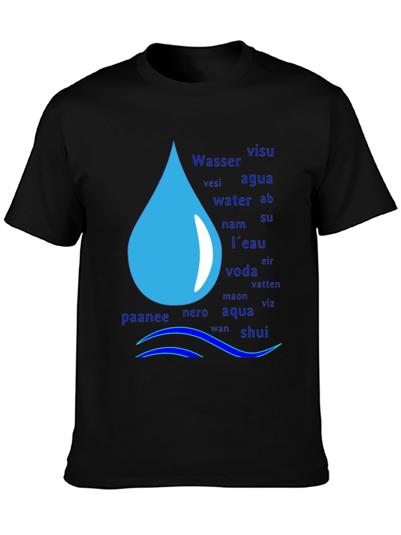 Multilingual Water Drop T-Shirt - 3