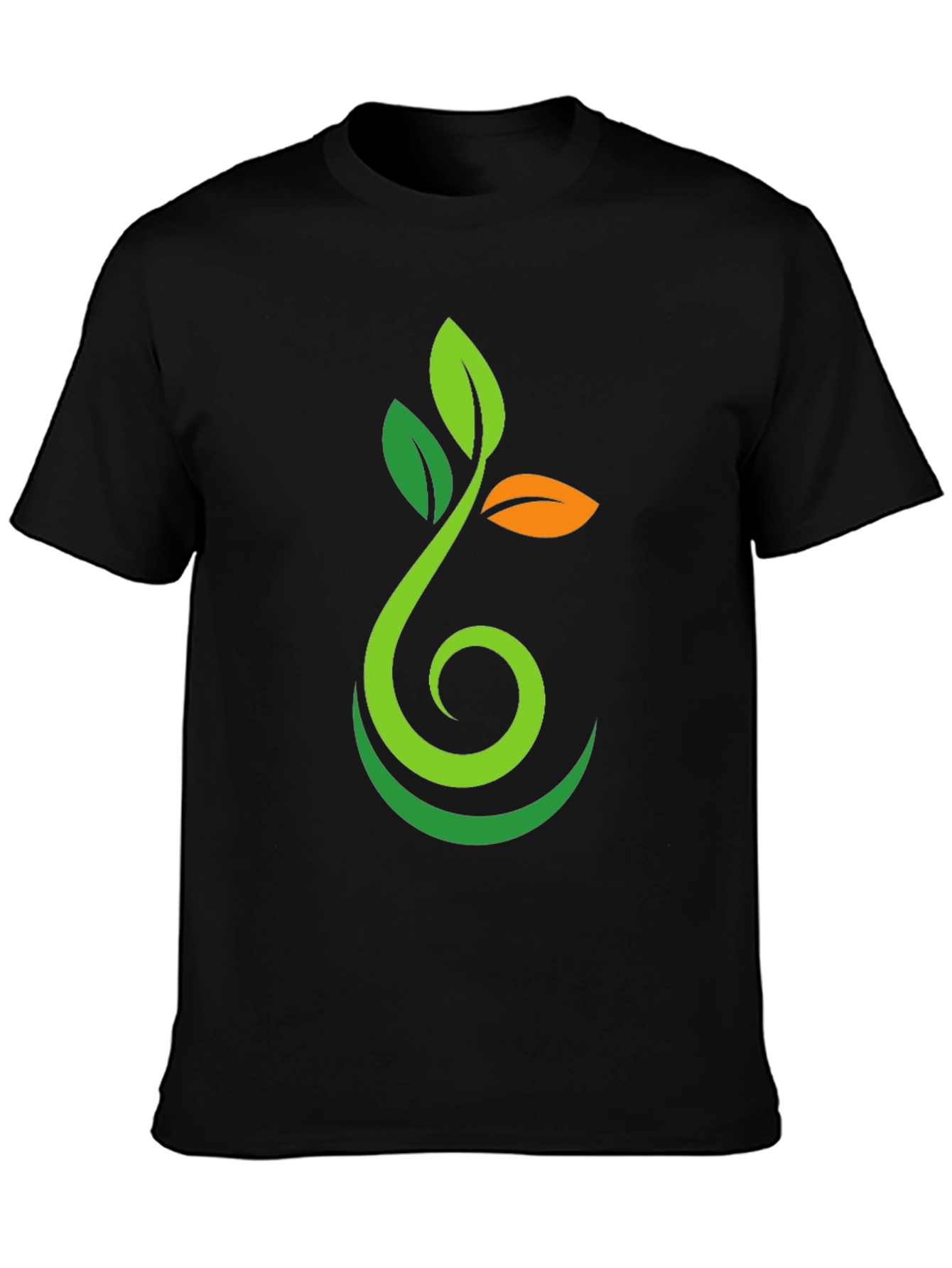 Black Nature Sprout Graphic Black T-Shirt view 3