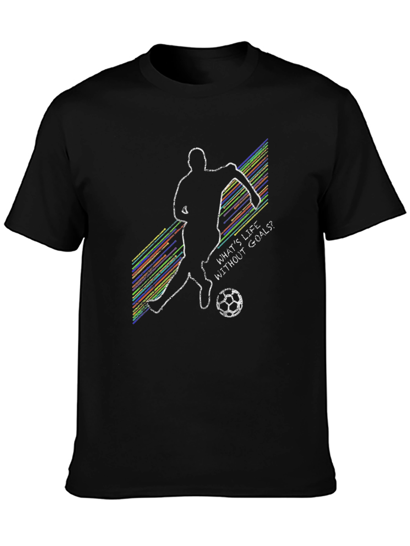 Black Soccer Life Goals T-Shirt, Sporty Graphic Tee view 3