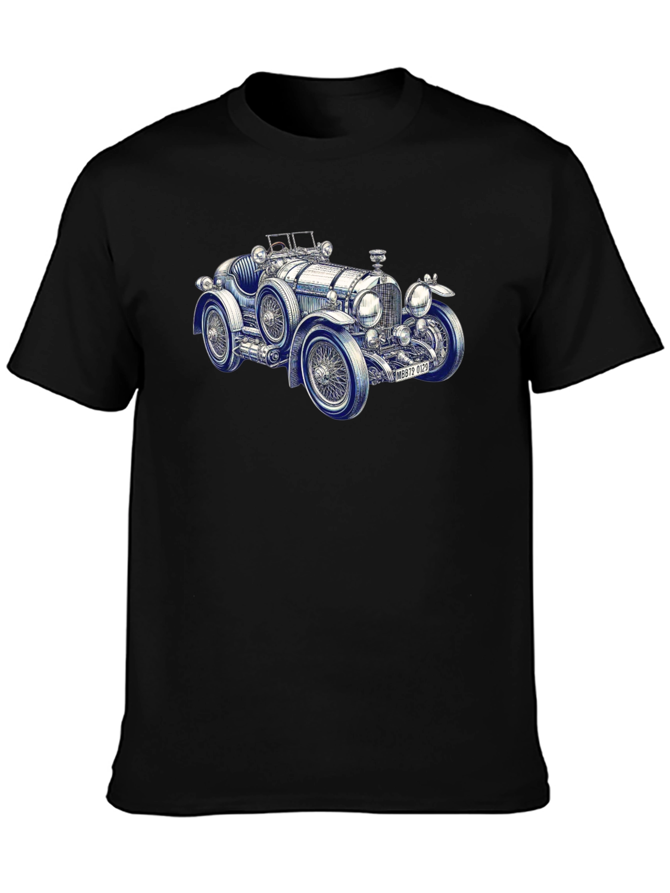 Black Classic Car Graphic T-Shirt - Vintage Automobile Tee view 3