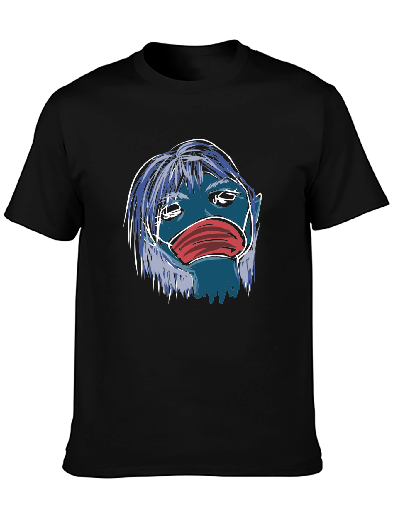Black Masked Blue Character Graphic T-Shirt view 3