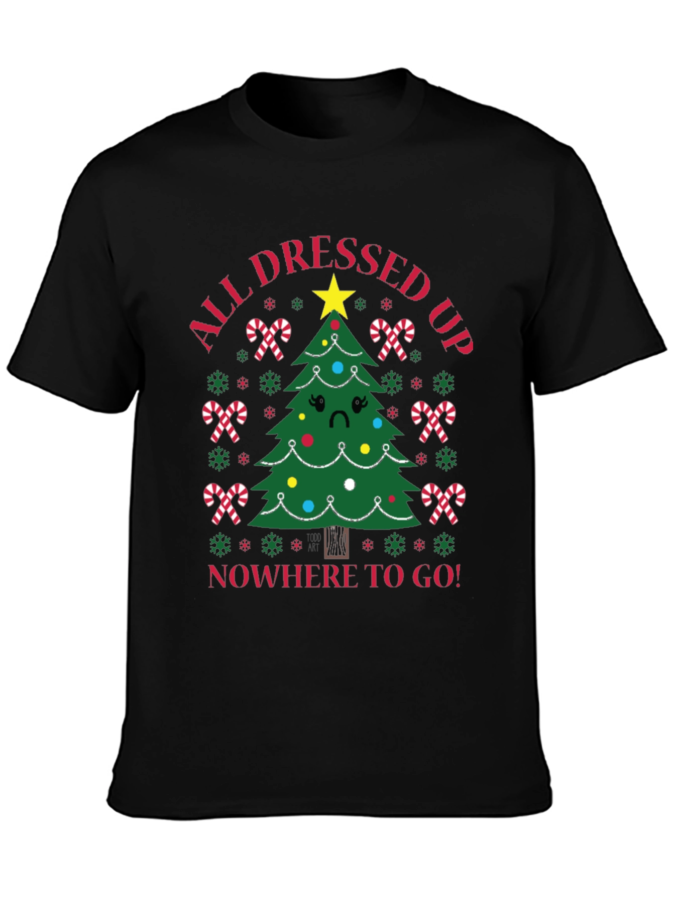 Black Sad Tree Holiday T-Shirt view 3
