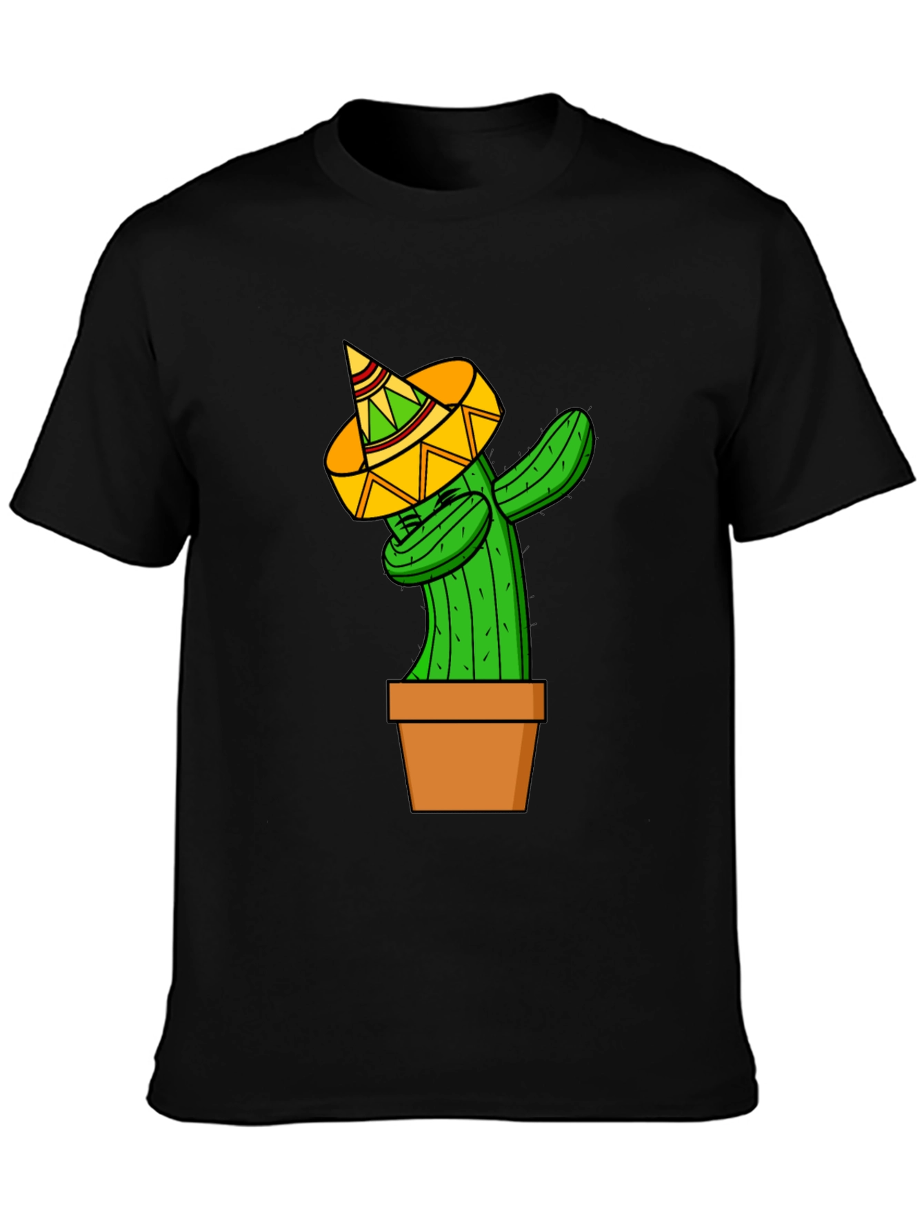 Black Dabbing Cactus T-Shirt - Funny Graphic Tee view 3