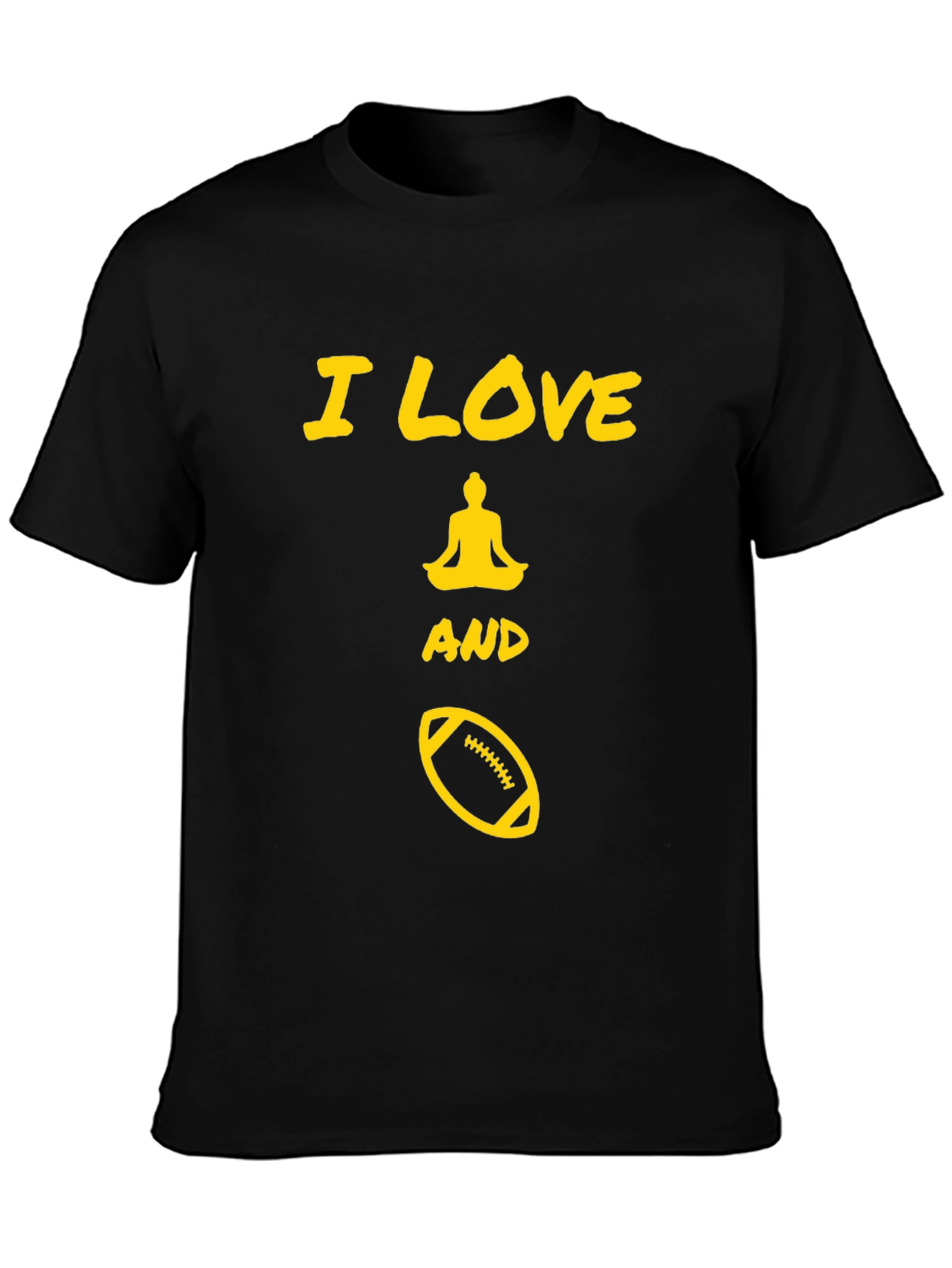 Black I Love Yoga and Football Black Graphic Tee view 3