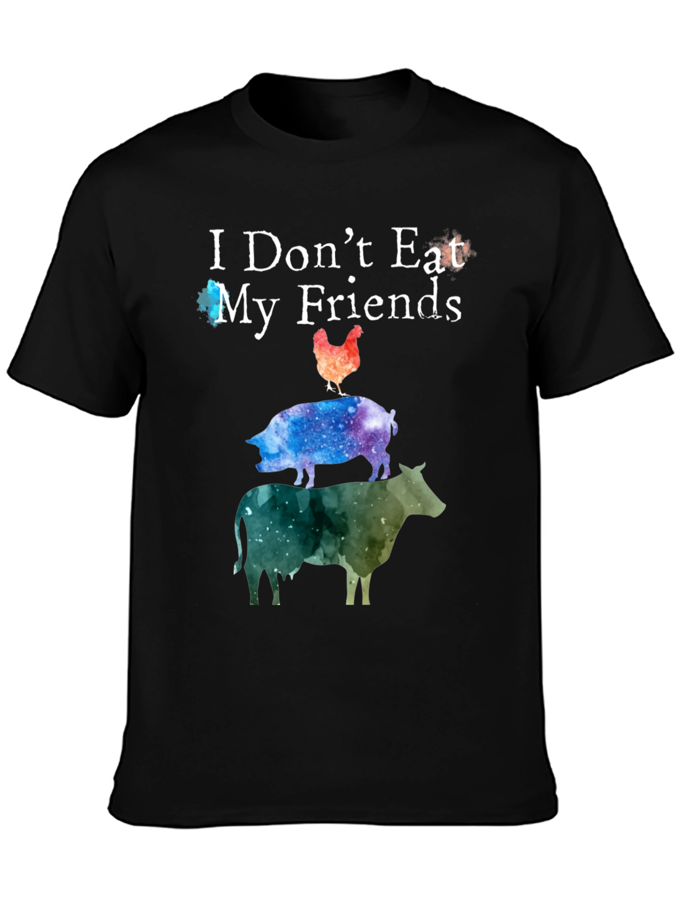 Black Vegan T-Shirt - I Don't Eat My Friends view 3