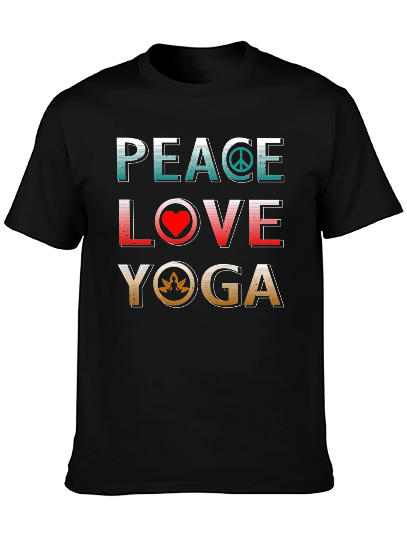 Black Peace Love Yoga T-Shirt view 3