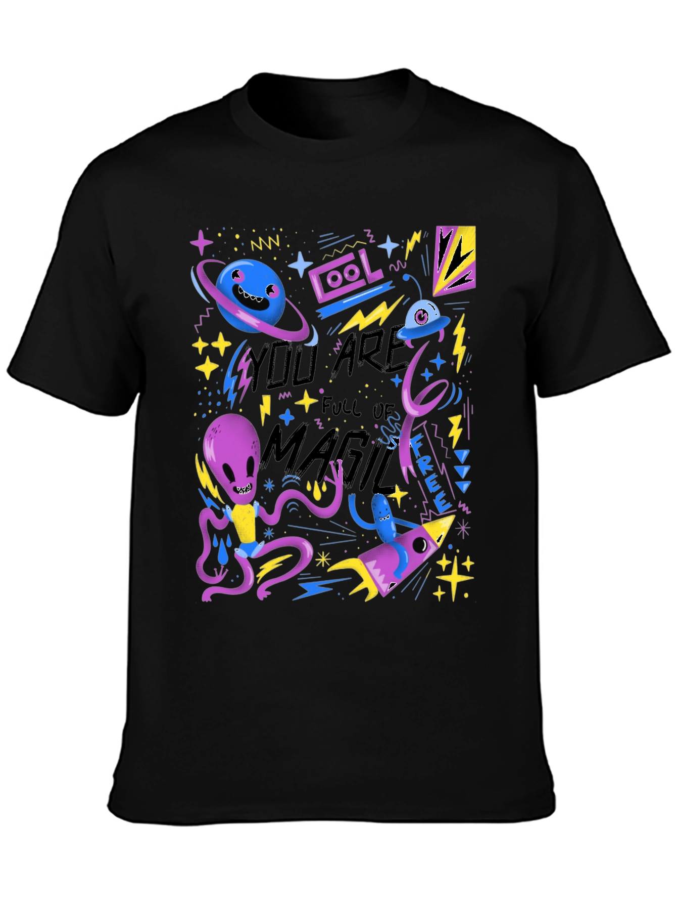 Black Cool You Are Full of Magic Graphic T-Shirt view 3