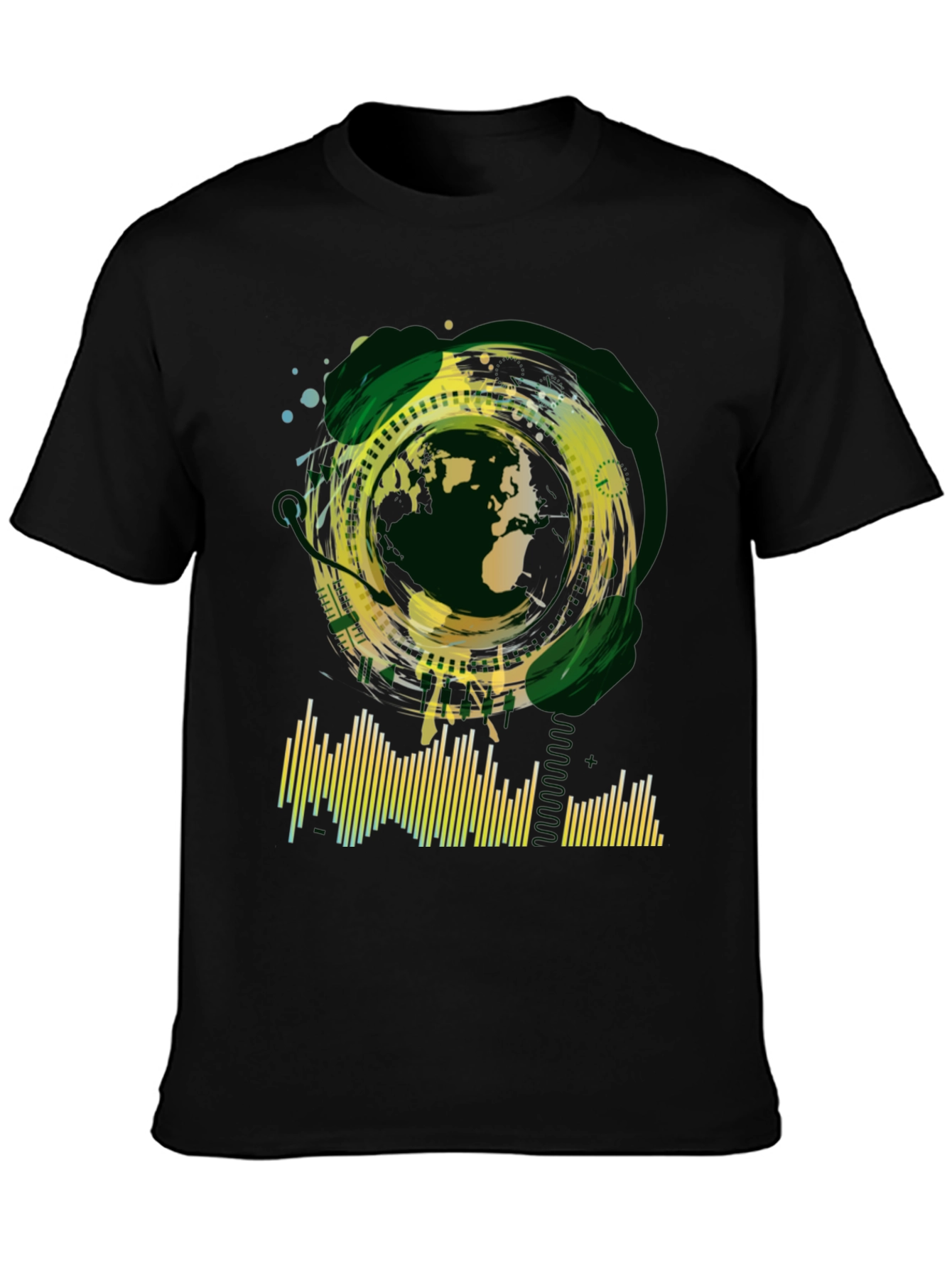 Black Abstract Globe Graphic Tee - Black view 3